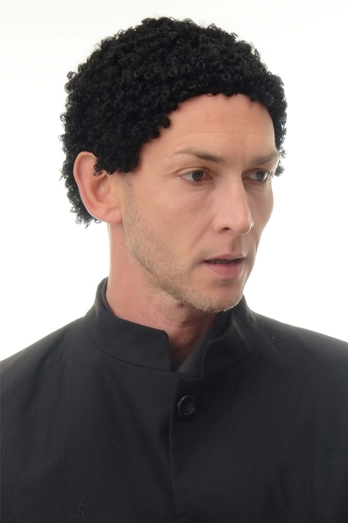 90657-P103 Man Lady Party Wig Halloween short Afro curls curly black, view 2, WIG ME UP: Your Perücken Online Shop Party Wig, Unisex, Black, curled, short
