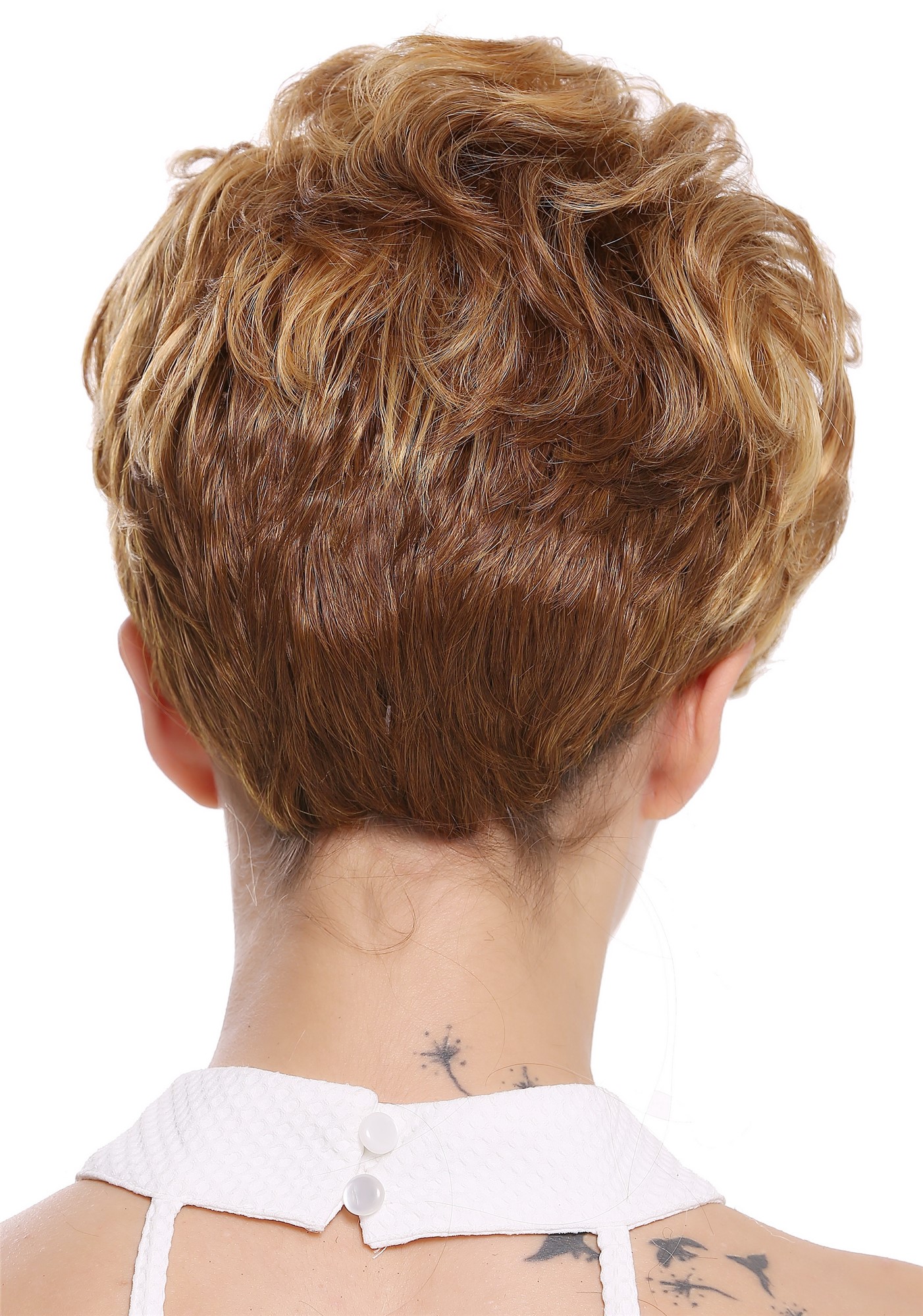 hochwertige Qualitätsperücken, Perücke kurz voluminös wellig Dunkelblond DW-2700-DX2216, Ansicht 4, WIG ME UP: Ihr Perücken Online Shop wellige Tressen-Perücke Rotblond-Goldblond-Rehbraun kurze Haare für Damen