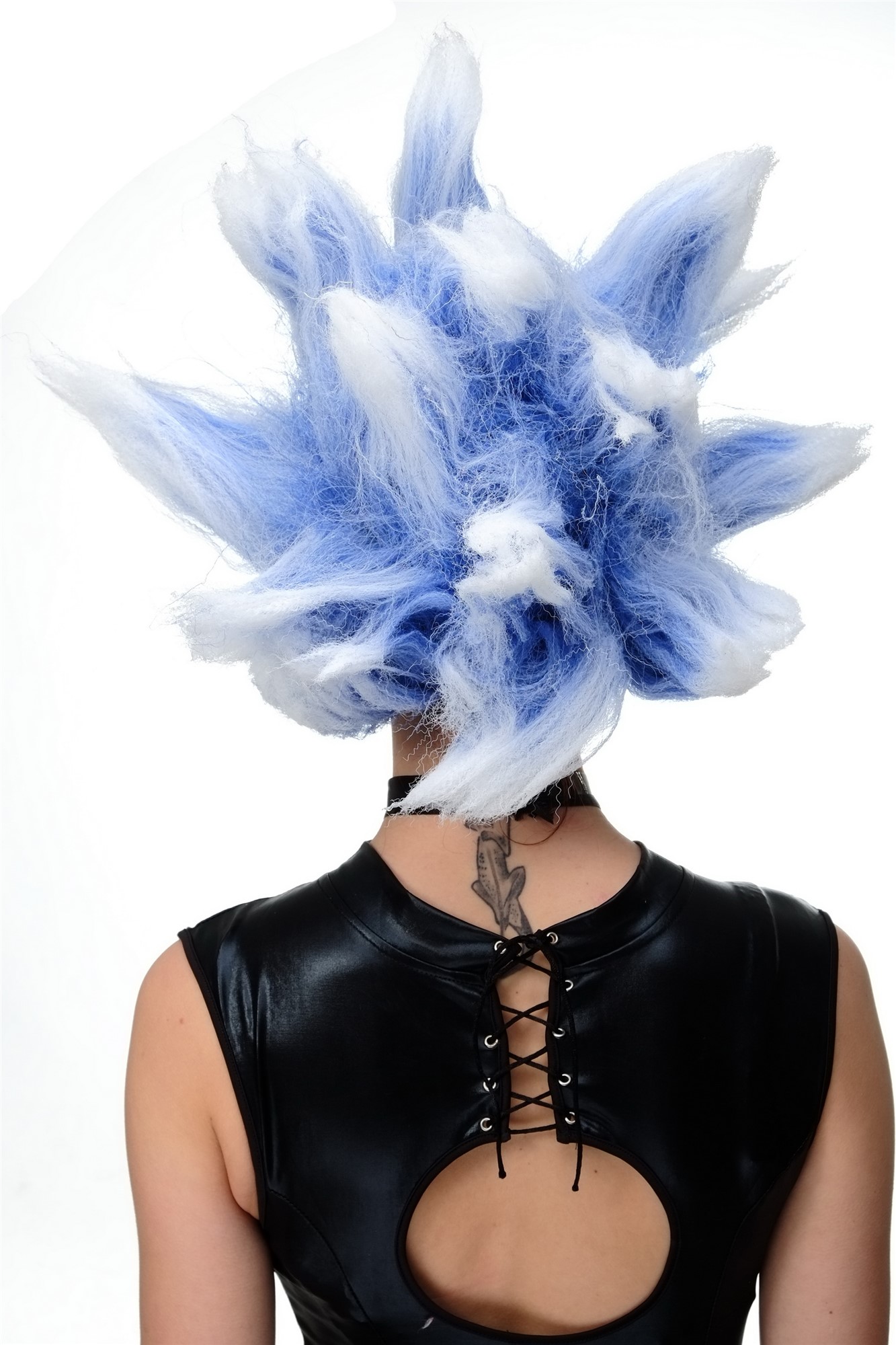 günstige Party Perücke, Perücke Cosplay Winter Eis Blau Weiß Dämon Troll LM19-PC3TP60, Ansicht 4, WIG ME UP: Ihr Perücken Online Shop wellige Party Perücke Bunt kurze Haare Unisex