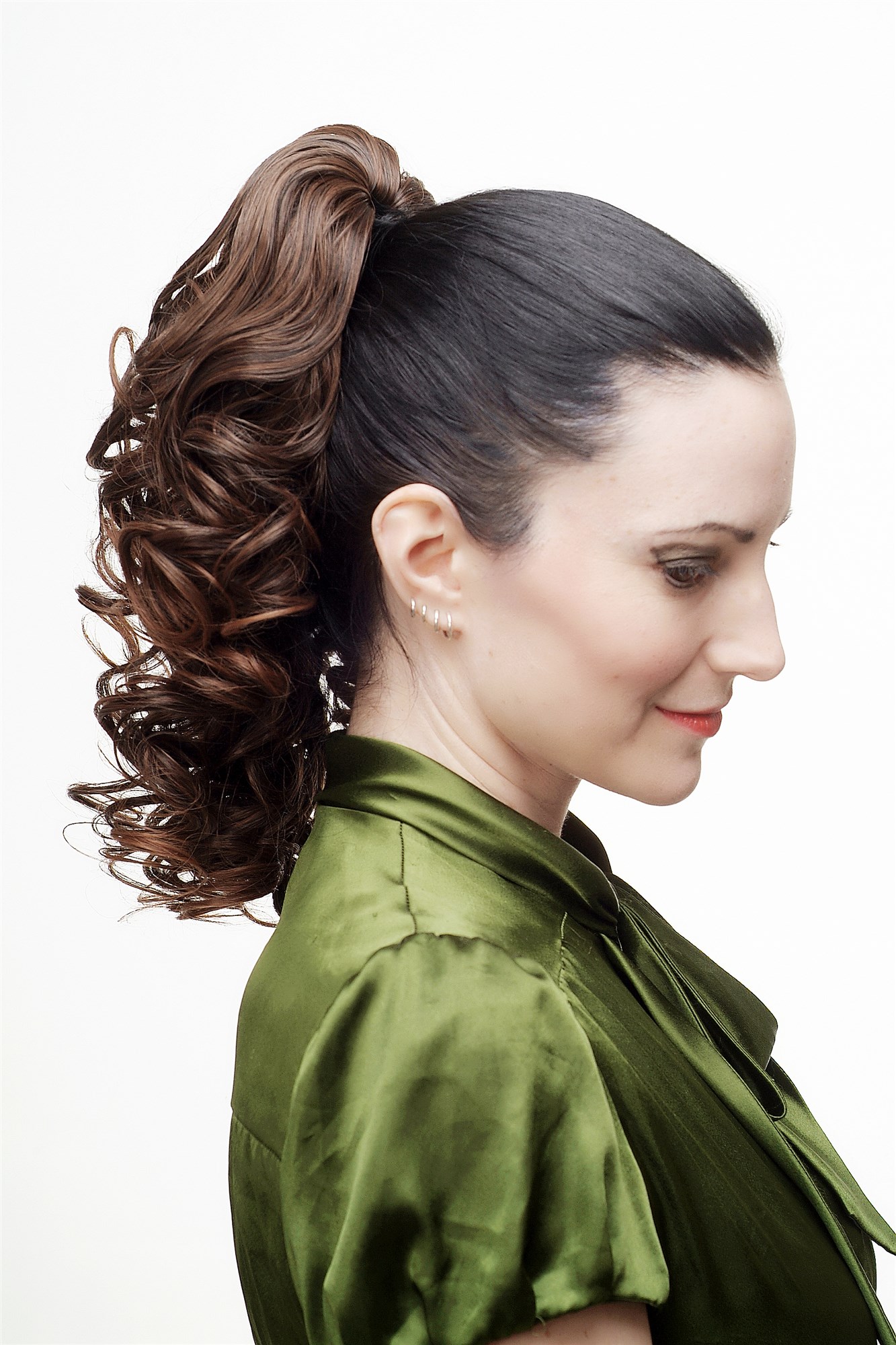 Hairpiece Ponytail with Claw Clamp/Clip very full and voluminous curly curls brown mix chestnut, view 3, WIG ME UP: Your Perücken Online Shop Ponytails, Brown, curled, shoulder-length