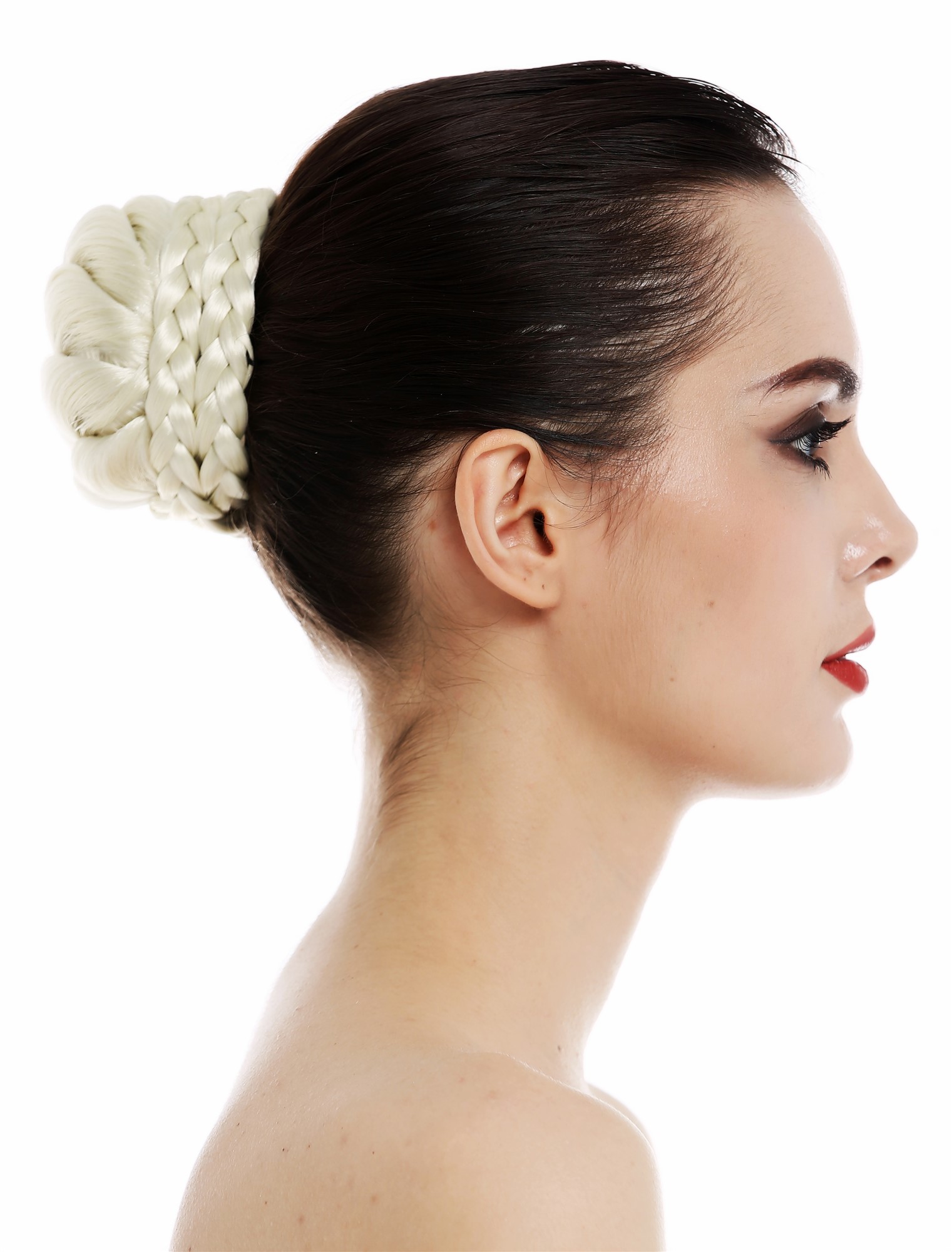 Dutt Haardutt Haarknoten Chignon traditionell geflochten Platinblond HYD-0040-613, Ansicht 3, WIG ME UP: Ihr Perücken Online Shop geflochtener Dutt Haarteil Platinblond