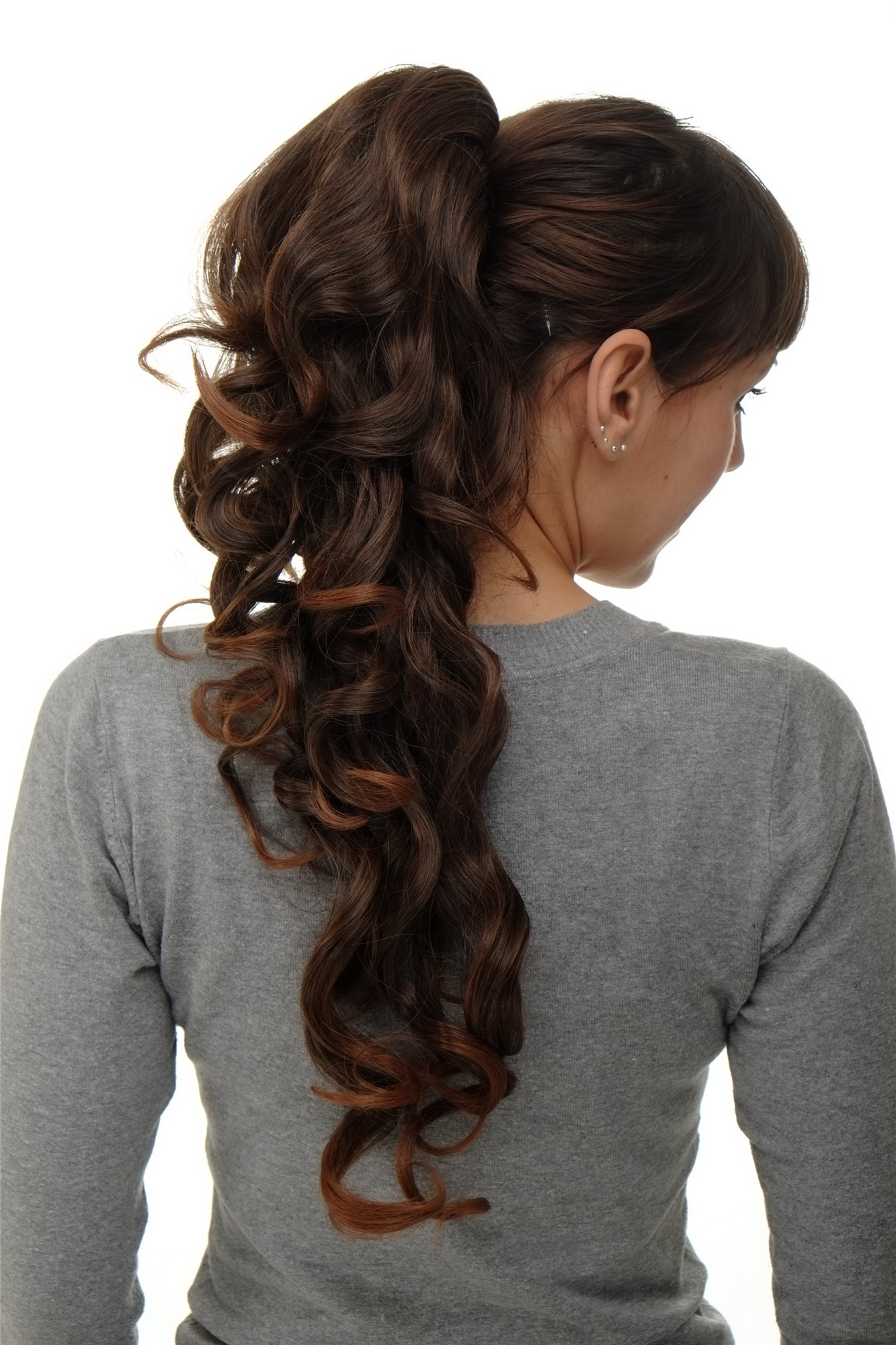 Ponytail clamp combs draw string curled voluminous long chestnut brown mix WK08, view 5, WIG ME UP: Your Perücken Online Shop Ponytails, brown mix, curled, long