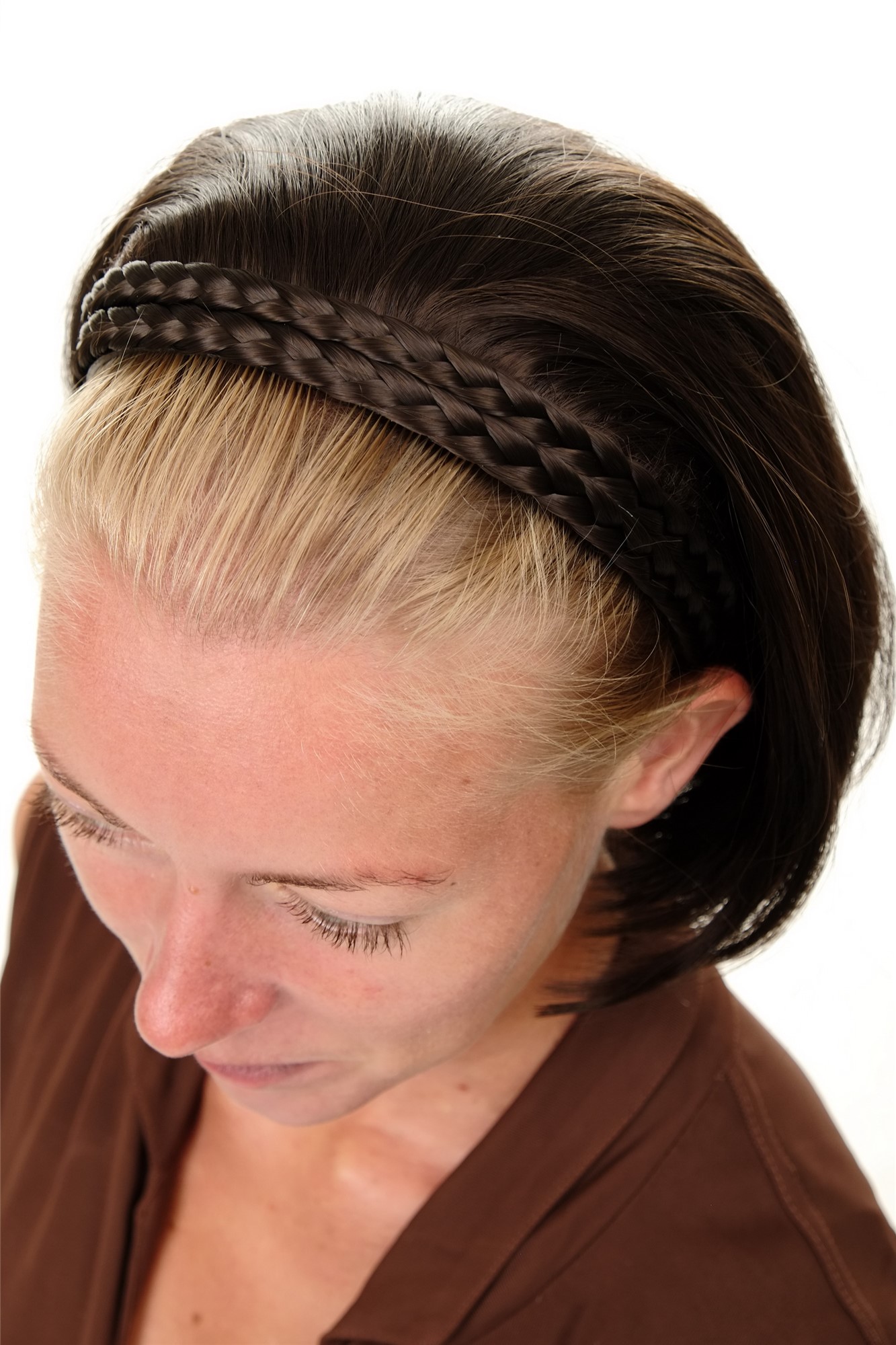 Hair Circlets, Brown, Braided, short