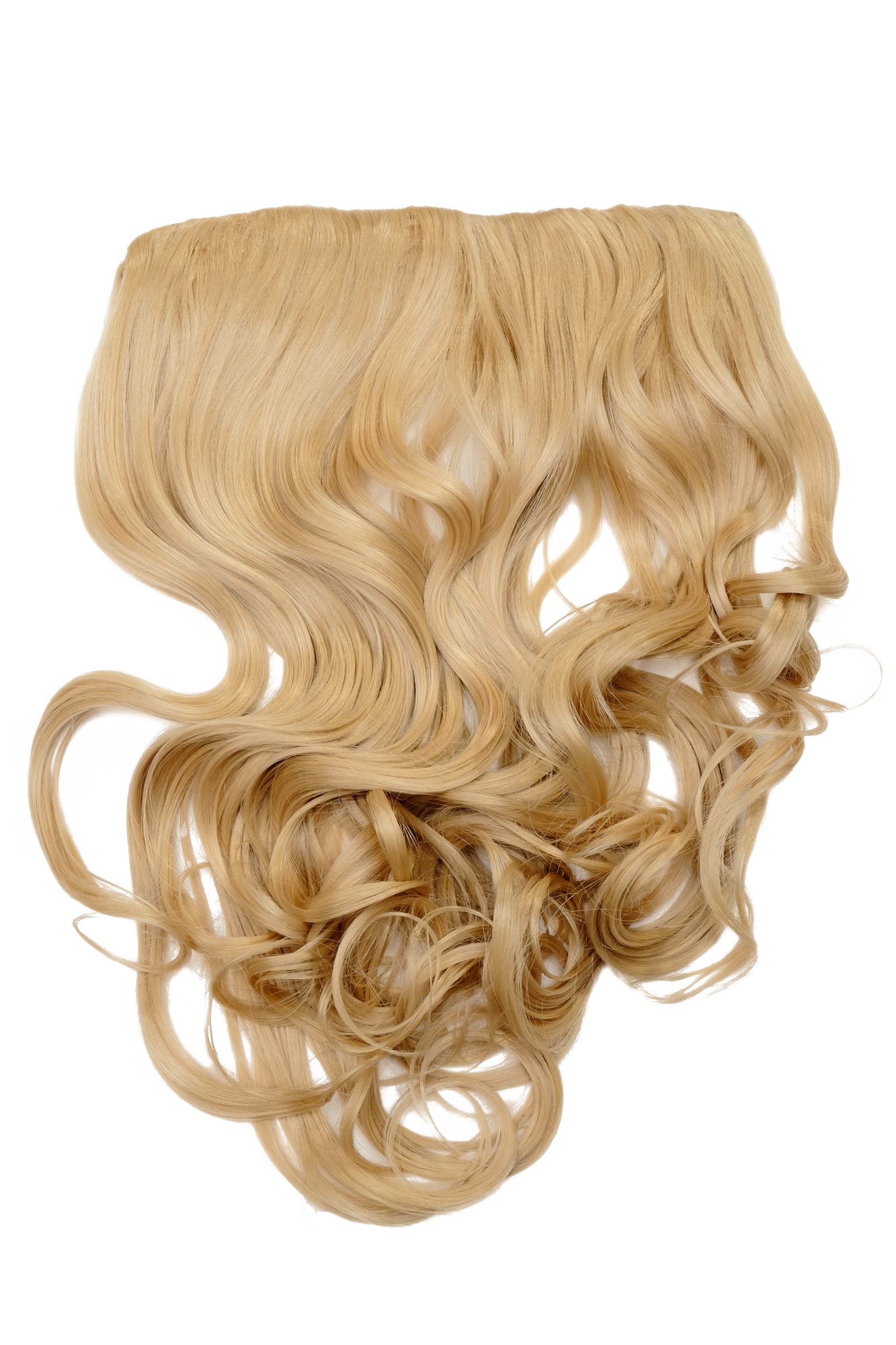 Haarverlängerung 5 Clips lockig mittelblond WH5008-180C-26, Vorderansicht, WIG ME UP: Ihr Perücken Online Shop lockige Halbperücke Hell-Goldblond 50 cm lang
