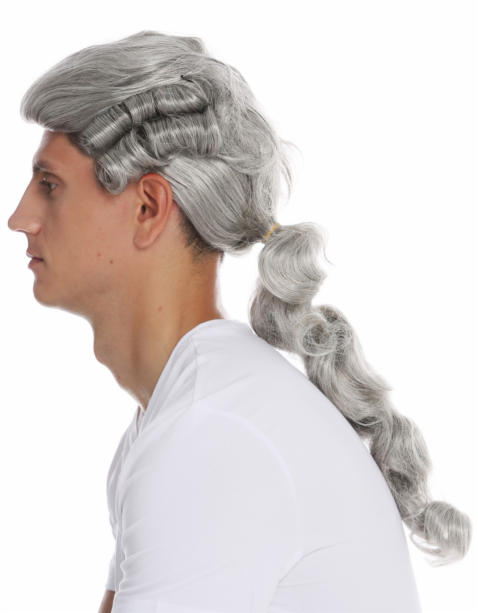Wig men man historic baroque renaissance aristocrate king gray grey braid VK-31, view 3, WIG ME UP: Your Perücken Online Shop Quality Wigs, Men, silver gray with a small amount of black, wavy, long