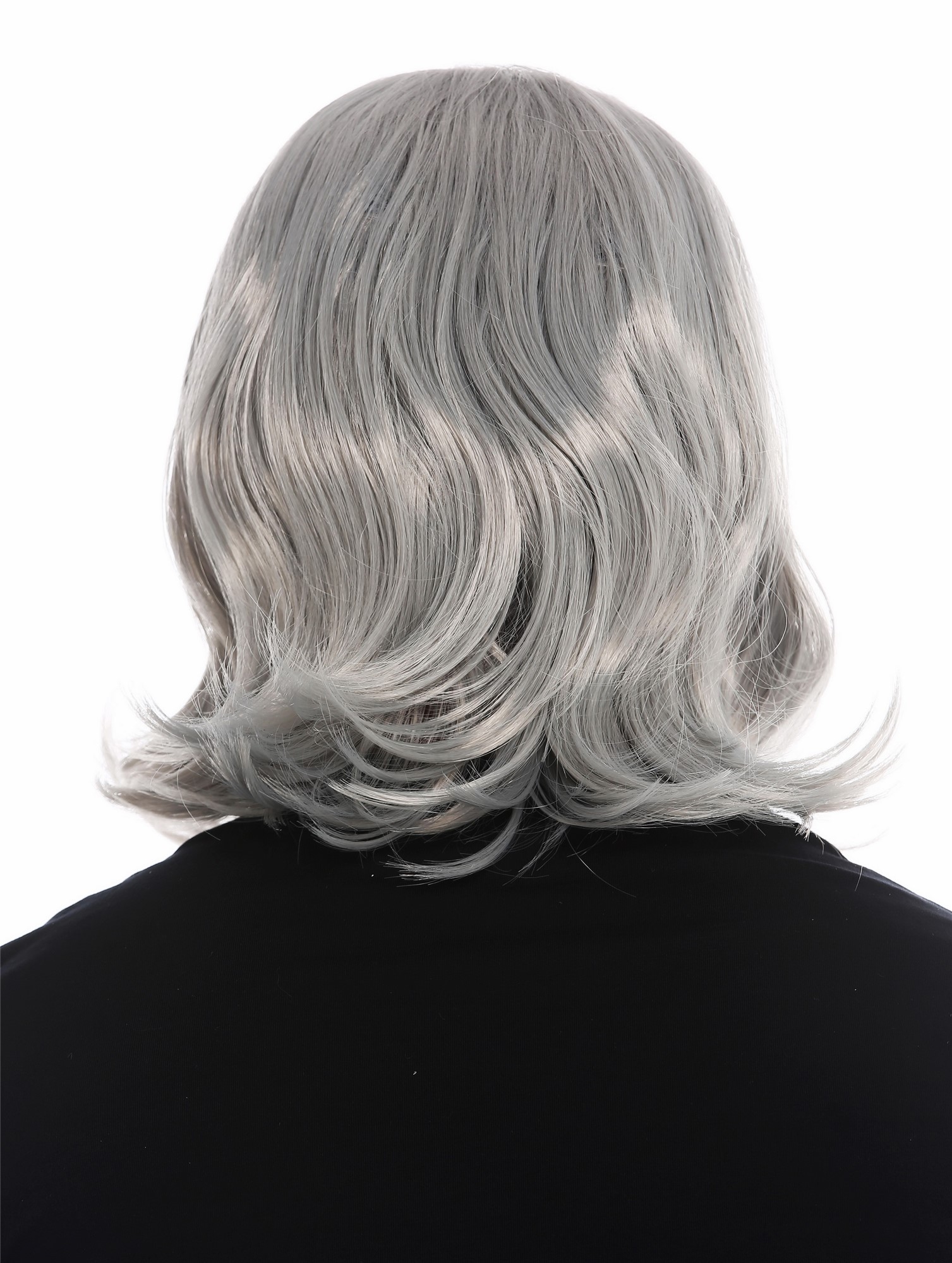 Party Wig, Unisex, silver gray, wavy, shoulder-length