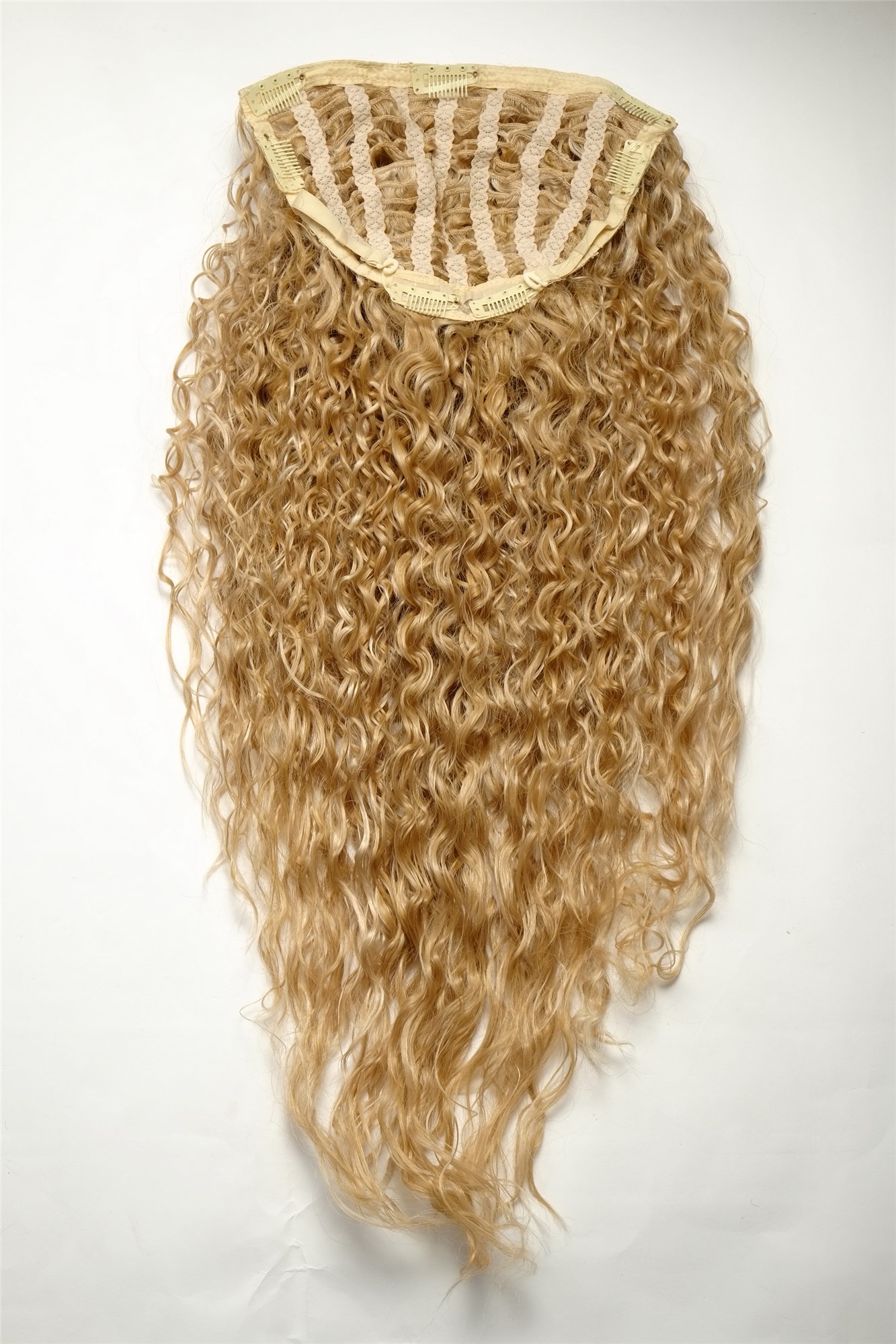 Haarteil Halbperücke 7 Clips Locken Goldblond-Hellblond-Mix H9311-611B, Ansicht 2, WIG ME UP: Ihr Perücken Online Shop lockige Halbperücke Goldblond-Hellblond-Mix 70 cm lang