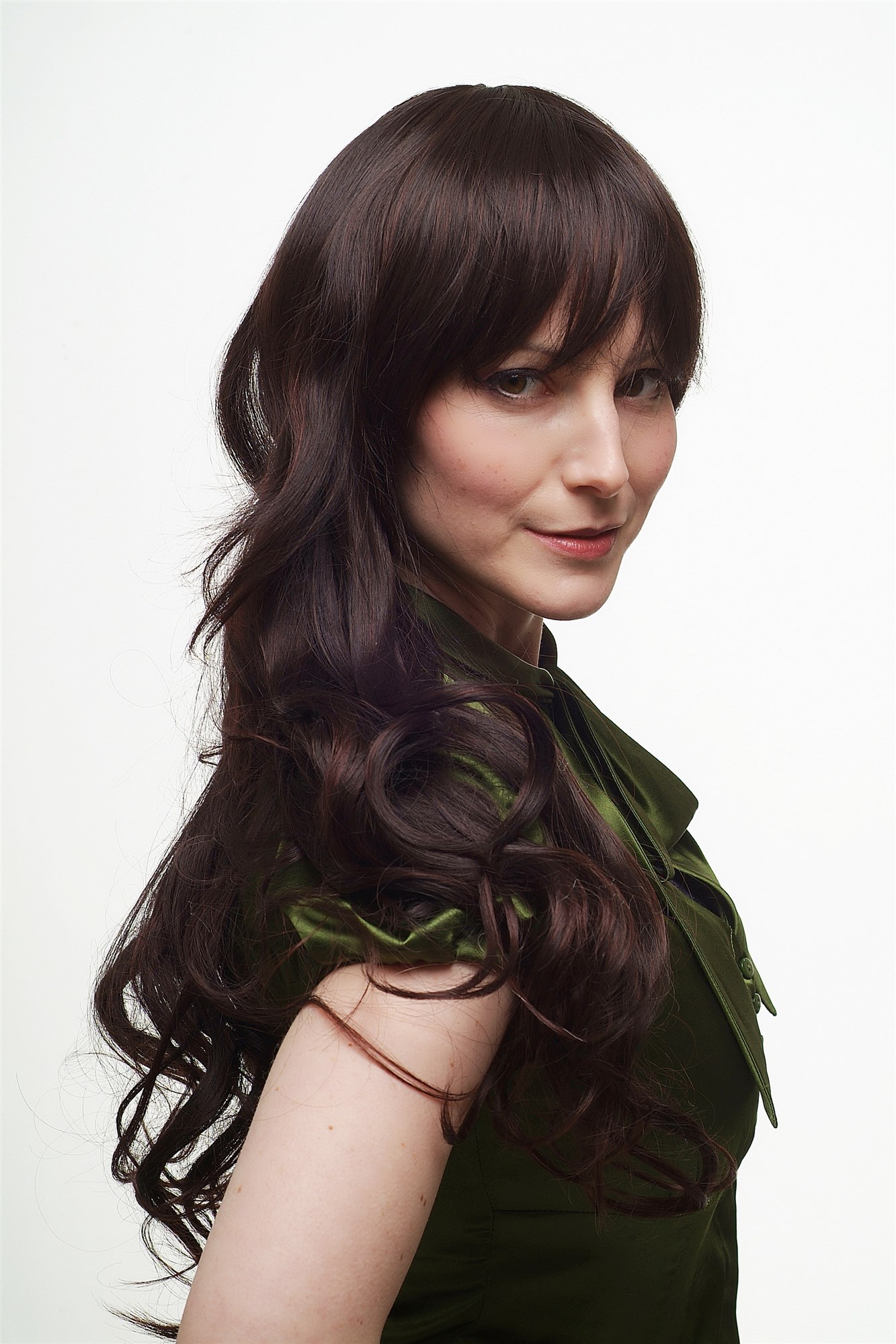 hochwertige Qualitätsperücken, Perücke Scheitel Locken Braun gesträhnt lang 3432-2T33, Ansicht 3, WIG ME UP: Ihr Perücken Online Shop lockige Tressen-Perücke mit Kopfhaut-Imitat Schwarzbraun-Mahagonibraun lange Haare für Damen