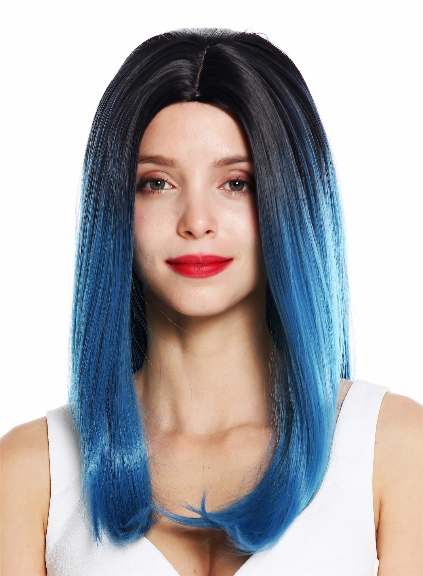 1362-4330/2913 women's  wig long sleek middle parting ombre black blue, view 2, WIG ME UP: Your Perücken Online Shop Quality Wigs, Ladies, blue-black mix, straight, long