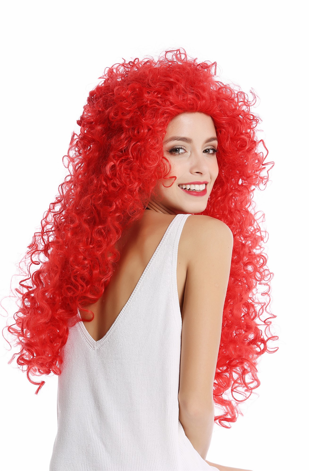 hochwertige Qualitätsperücken, Perücke Lang Locken Rot Mähne YZF-4380-113, Ansicht 4, WIG ME UP: Ihr Perücken Online Shop lockige Tressen-Perücke Rot lange Haare für Damen