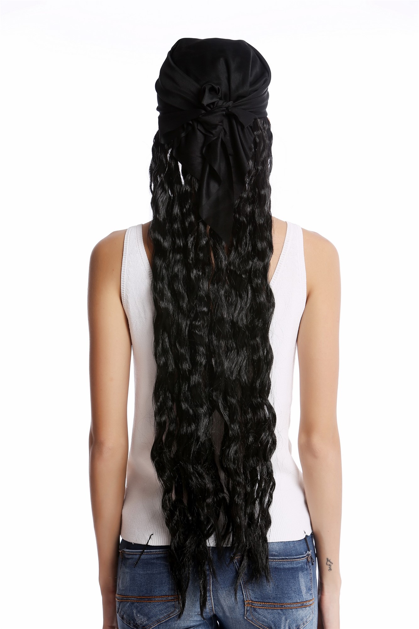 Party Wig, Unisex, Black, curled, long