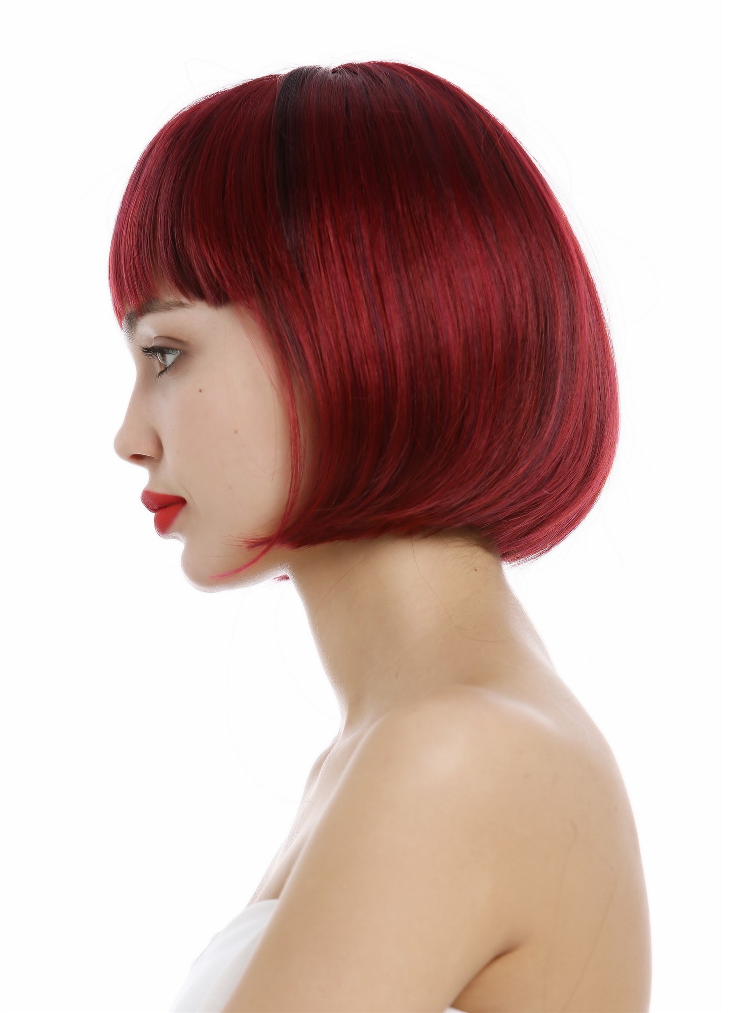 Short Lady Wig classy classic Bob style straight bangs sleek red  VK-4-872, view 2, WIG ME UP: Your Perücken Online Shop Quality Wigs, Ladies, red mix, straight, short