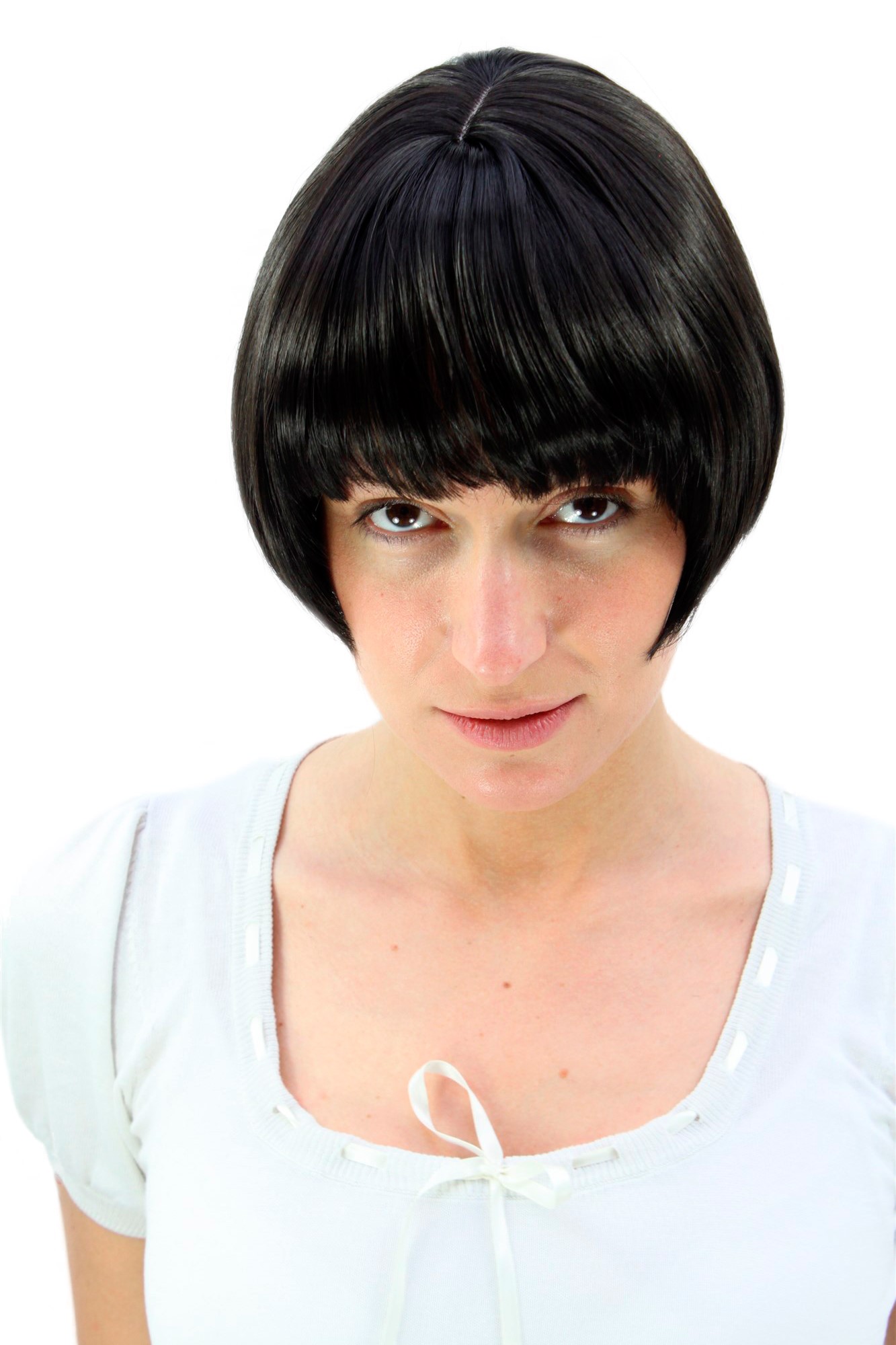 Bob PAGE Maid LADY  wig SWEET & SEXY black (7804 colour 2), front view, WIG ME UP: Your Perücken Online Shop Quality Wigs, Ladies, black-brown, straight, short