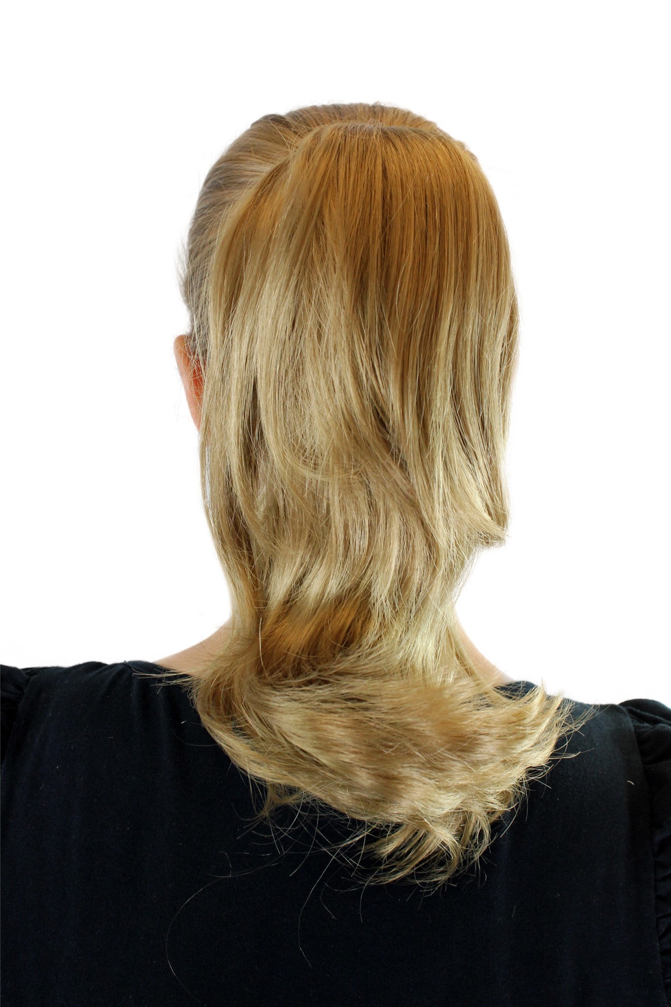hochwertiges Haarteil Aschblond Blond glatt mit geschwungenen Spitzen CT-1157B-22T, Vorderansicht, WIG ME UP: Ihr Perücken Online Shop welliges Zopf-Haarteil Aschblond 25 cm lang