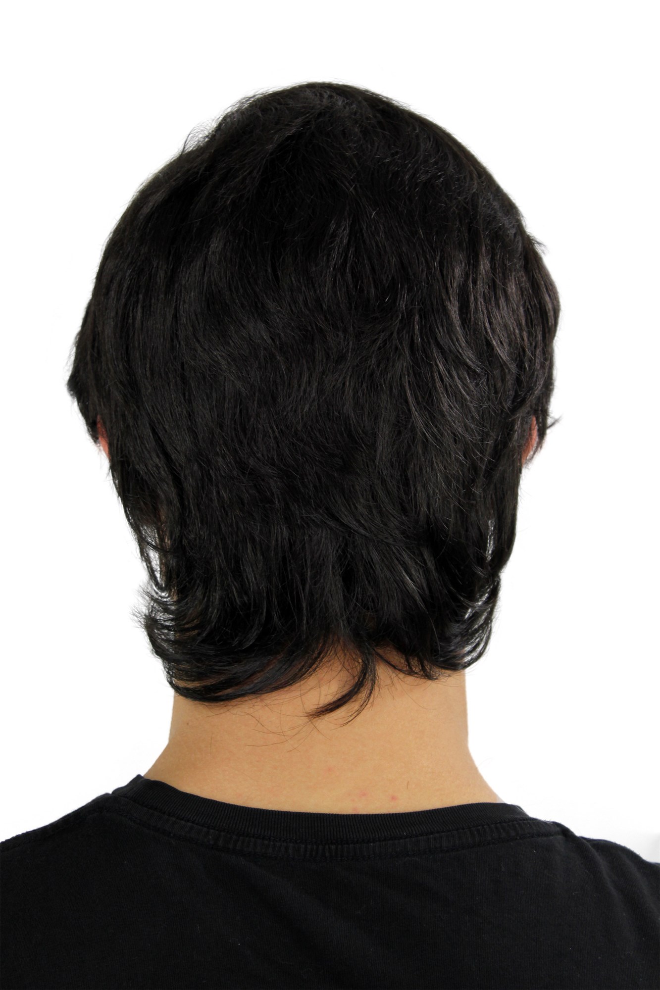 hochwertige Qualitätsperücken, Männer-Perücke glatt kurzhaarig schwarz schwarzbraun GFW355A-2, Ansicht 5, WIG ME UP: Ihr Perücken Online Shop glatte Tressen-Perücke Schwarzbraun kurze Haare für Herren