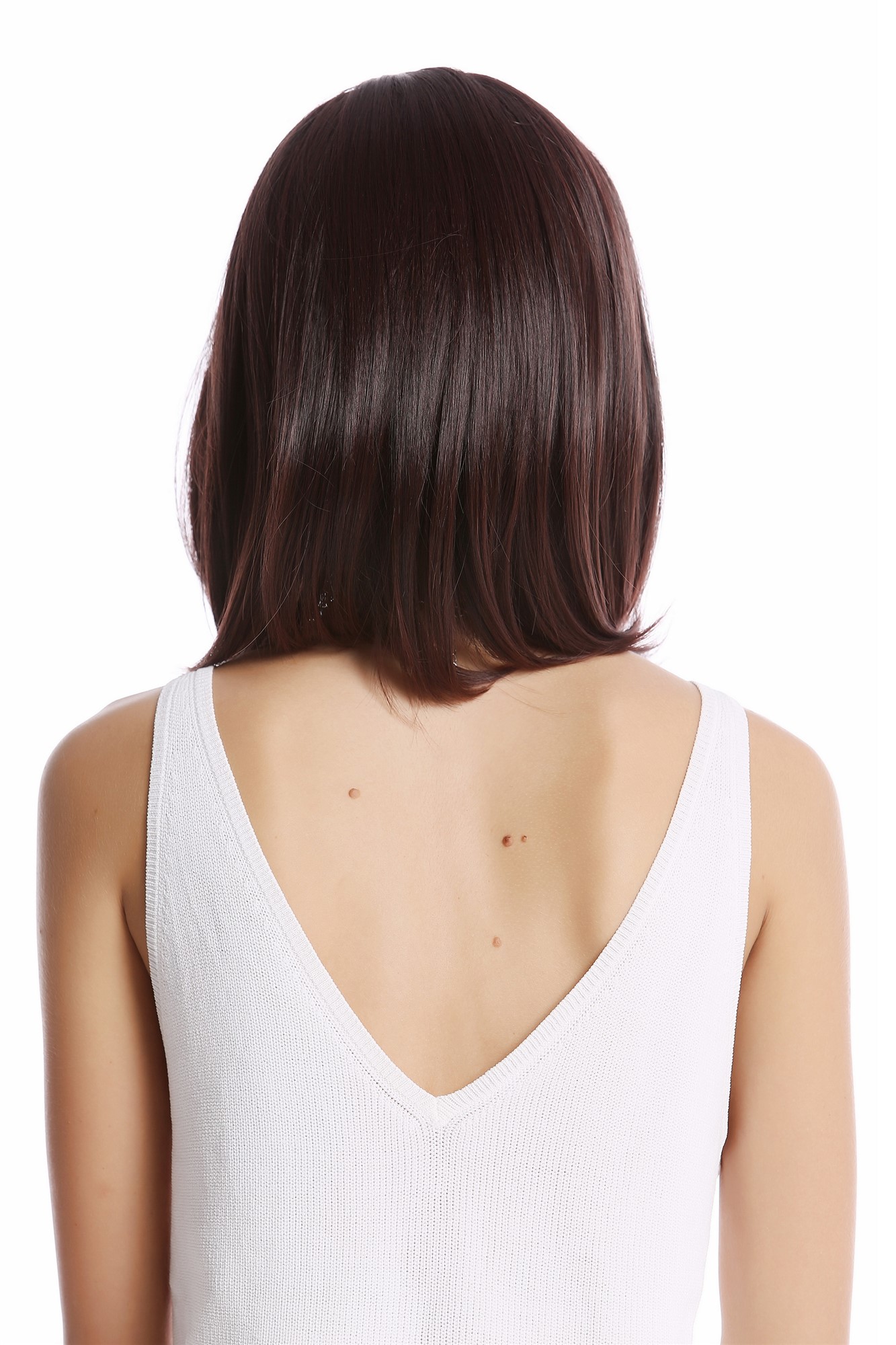 hochwertige Qualitätsperücken, Perücke Longbob kurz glatt Mahagoni Braun YZF-4358-2/33, Ansicht 3, WIG ME UP: Ihr Perücken Online Shop glatte Tressen-Perücke mit Kopfhaut-Imitat Schwarzbraun-Mahagonibraun-Mix schulterlange Haare für Damen