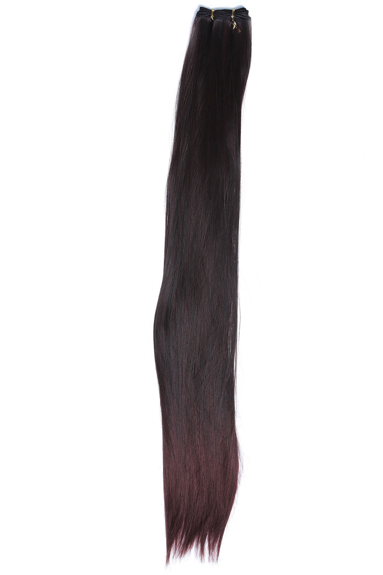 Weft tress synthetic hair sleek for wig extension making mahogany brown VK-WEFT, front view, WIG ME UP: Your Perücken Online Shop Wefts, brown mix, straight, very long