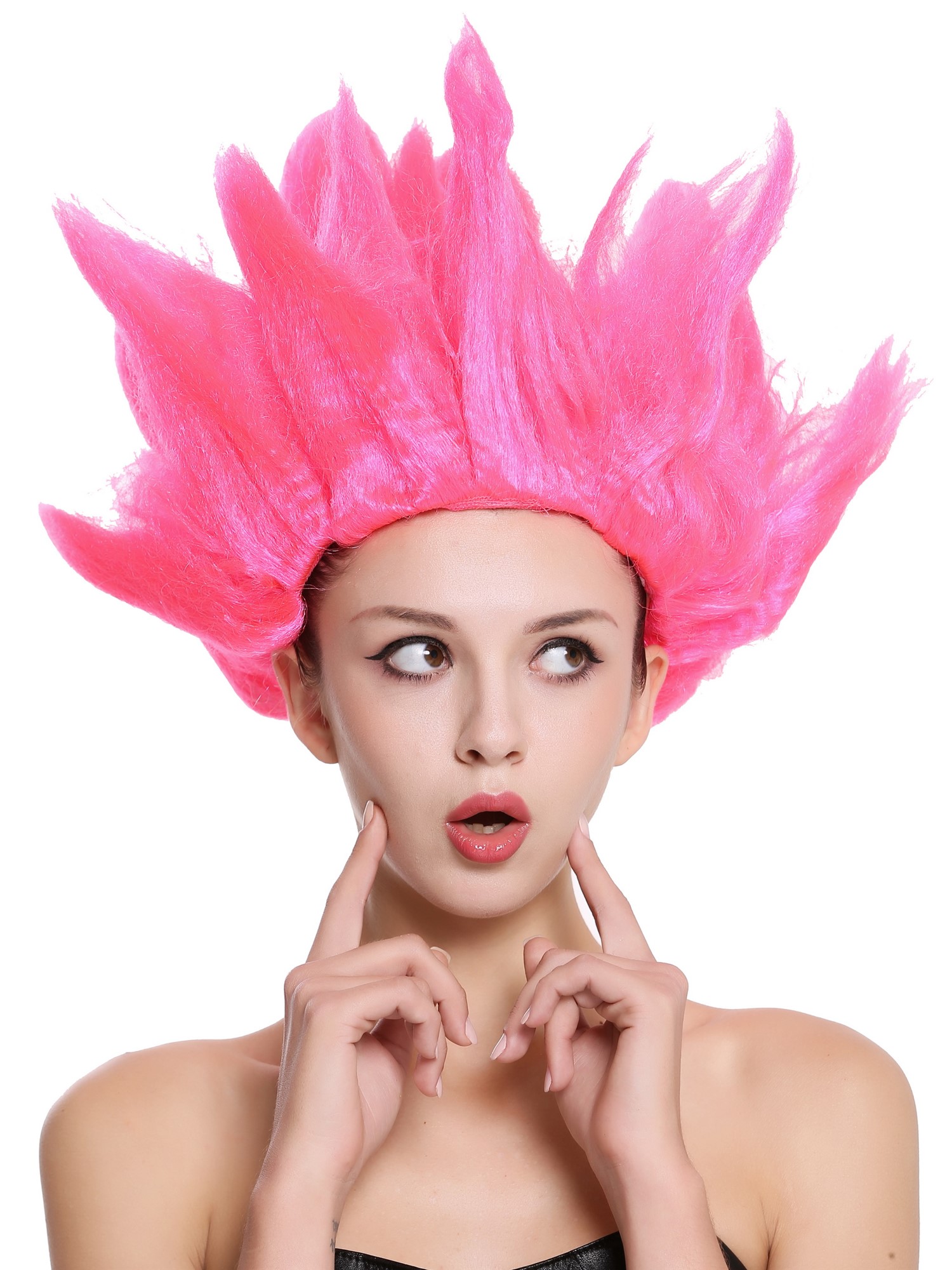 Lady Gents Man Party Wig Demon Flower Fairy Pixie pink teased high 91062, view 3, WIG ME UP: Your Perücken Online Shop Party Wig, Unisex, Pink, wavy, short