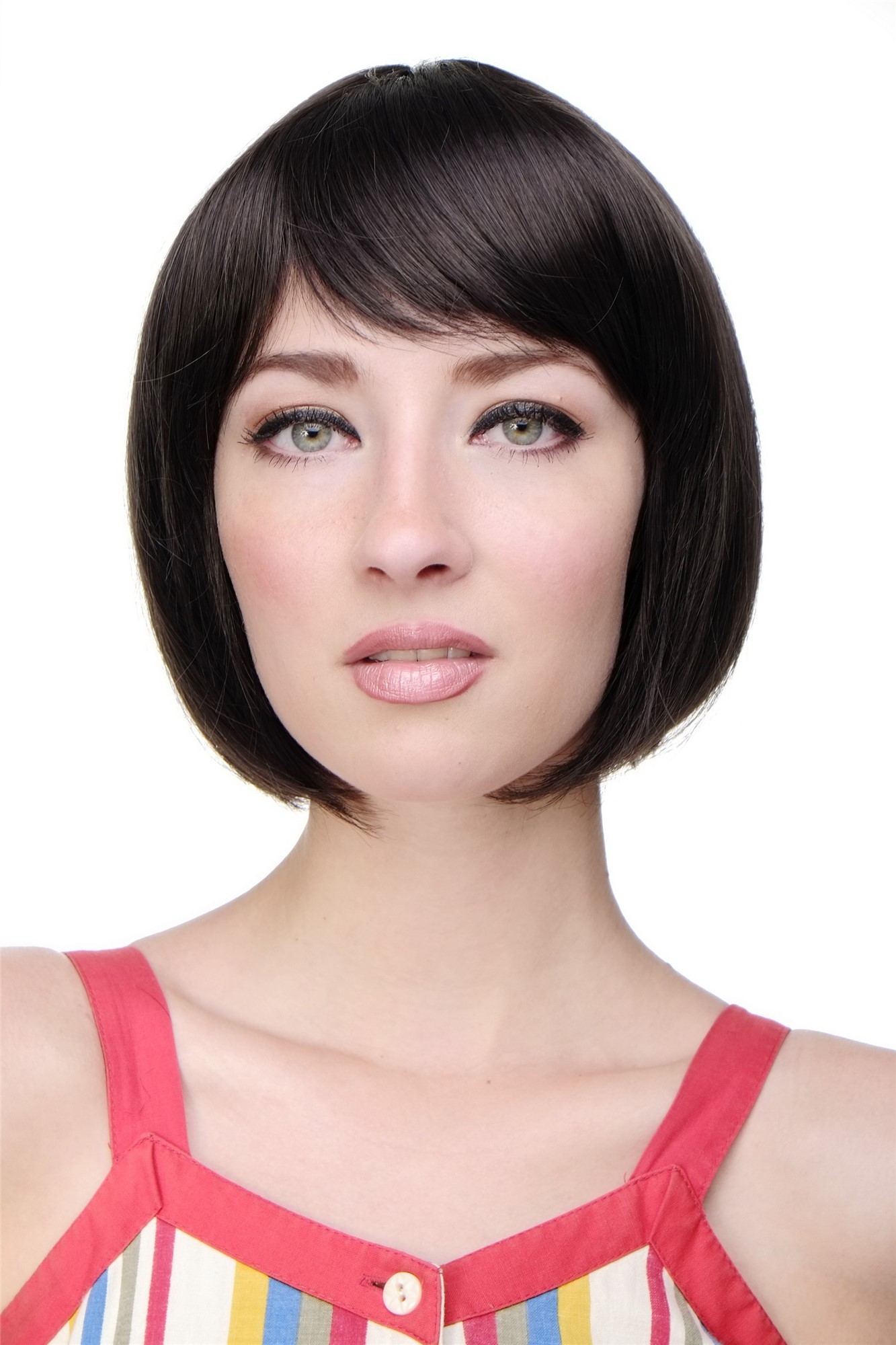 Lady  Wig short Page Bob fringe bangs dark brown703-4, front view, WIG ME UP: Your Perücken Online Shop Quality Wigs, Ladies, dark brown, straight, short