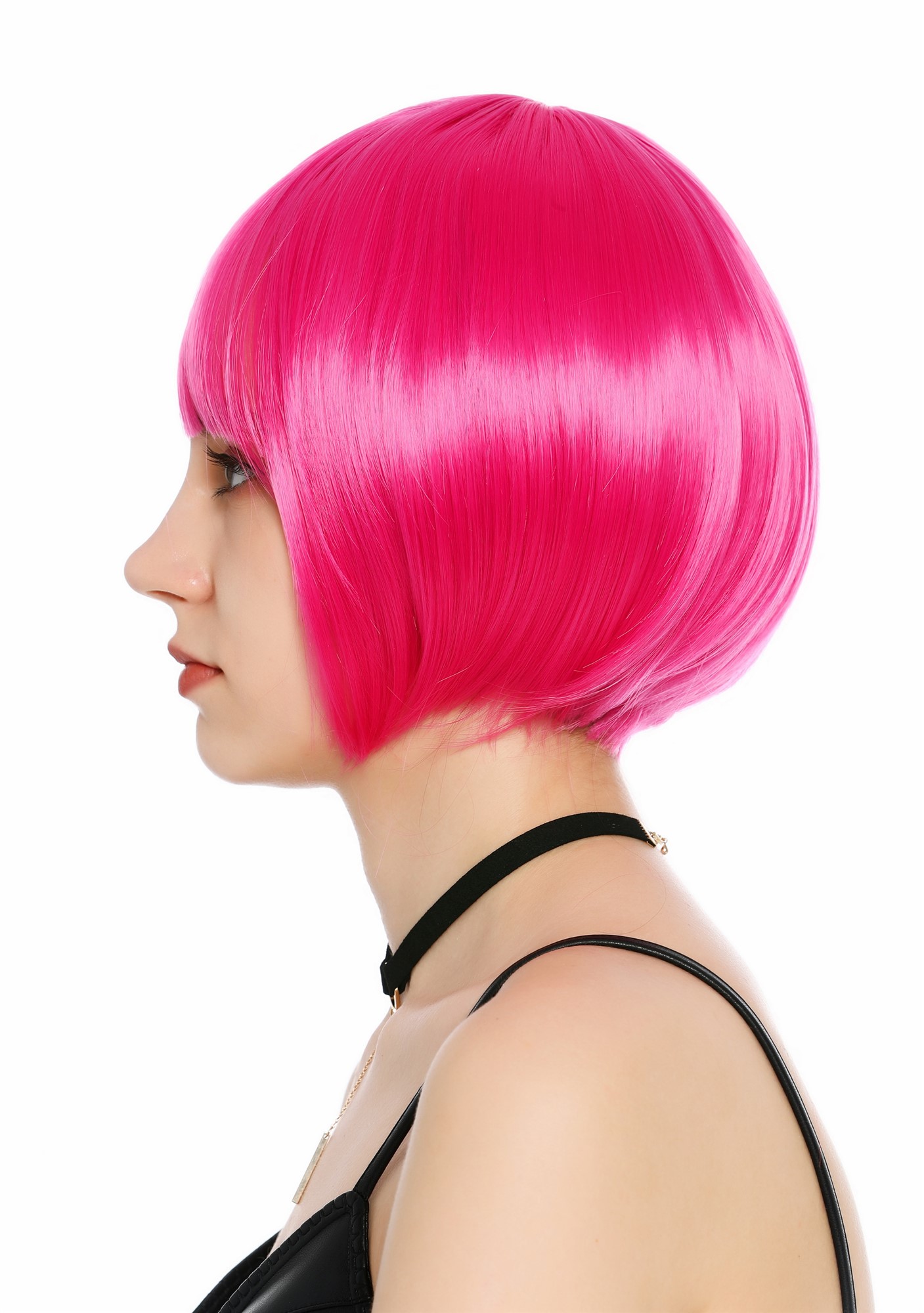Damenperücke kurz Bob Pony glatt leuchtendes Pink Rosa SZL0751-DHT8D