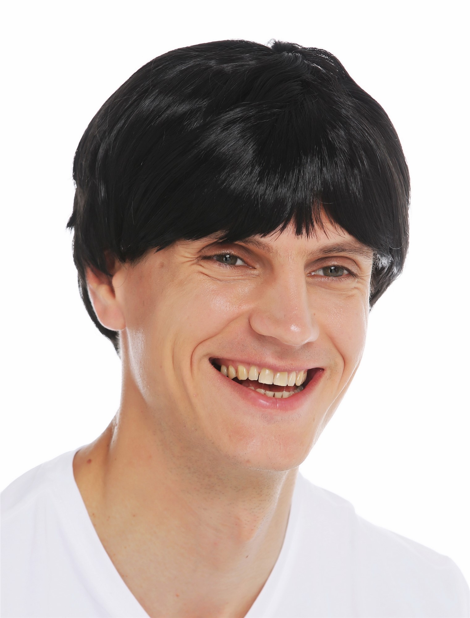 2232-ZA103 wig carnival Halloween men short sleek black, front view, WIG ME UP: Your Perücken Online Shop Party Wig, Unisex, pitch black, straight, short