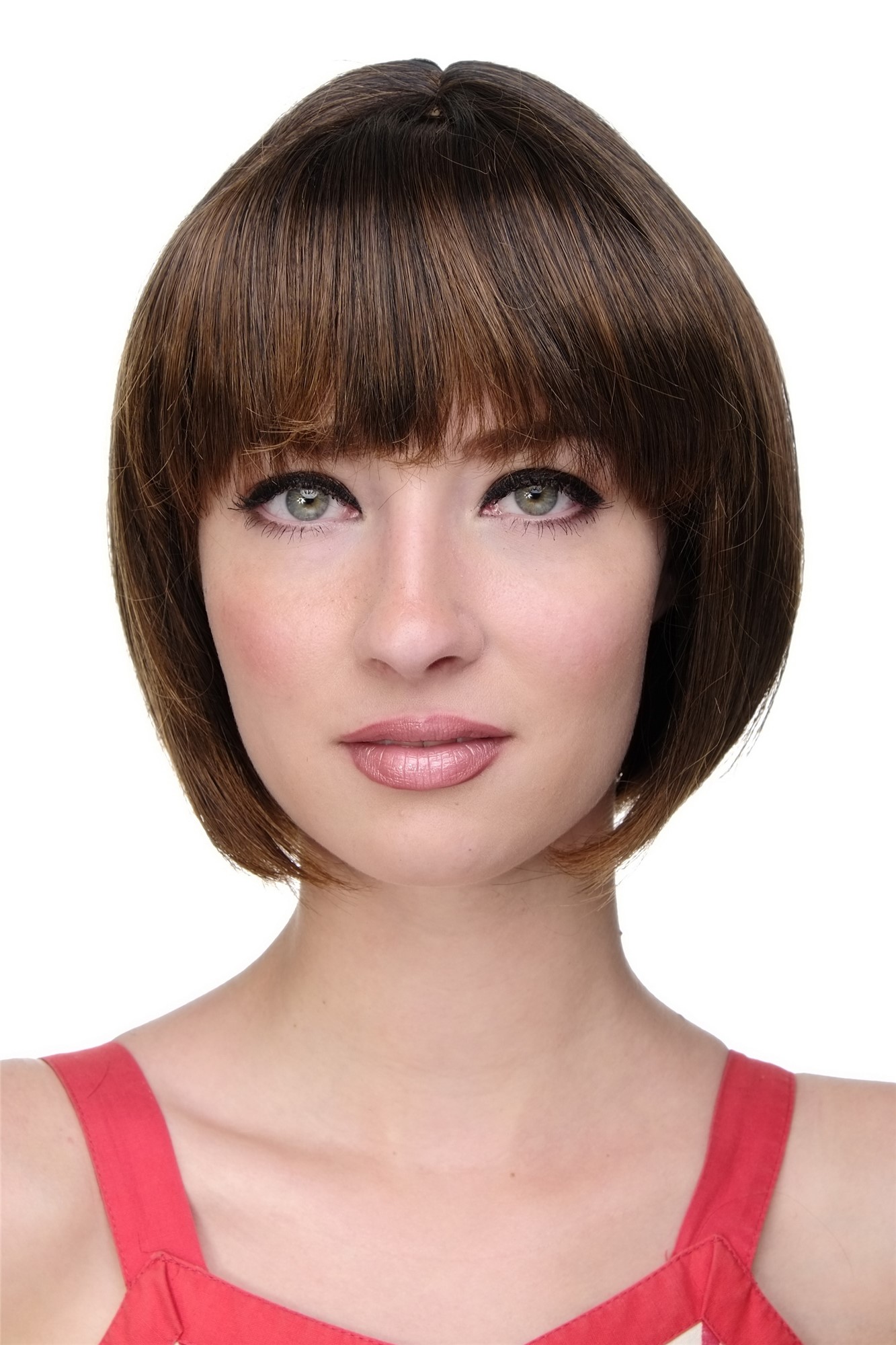 Lady  Wig short Page Bob fringe bangs dark brown with copper brown ends chestnut 703-2T30, front view, WIG ME UP: Your Perücken Online Shop Quality Wigs, Ladies, black-copper brown, straight, short