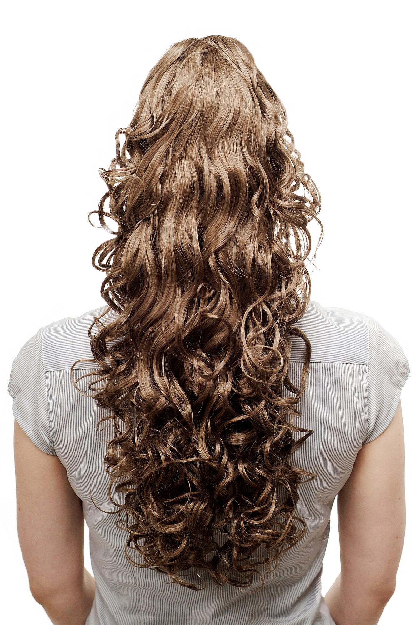N310-14 Hairpiece PONYTAIL extension VERY long MASSIVE volume voluminous curly AMAZING curls kinks dark ash blond 23", front view, WIG ME UP: Your Perücken Online Shop Ponytails, Dark Ash Blonde, curled, long