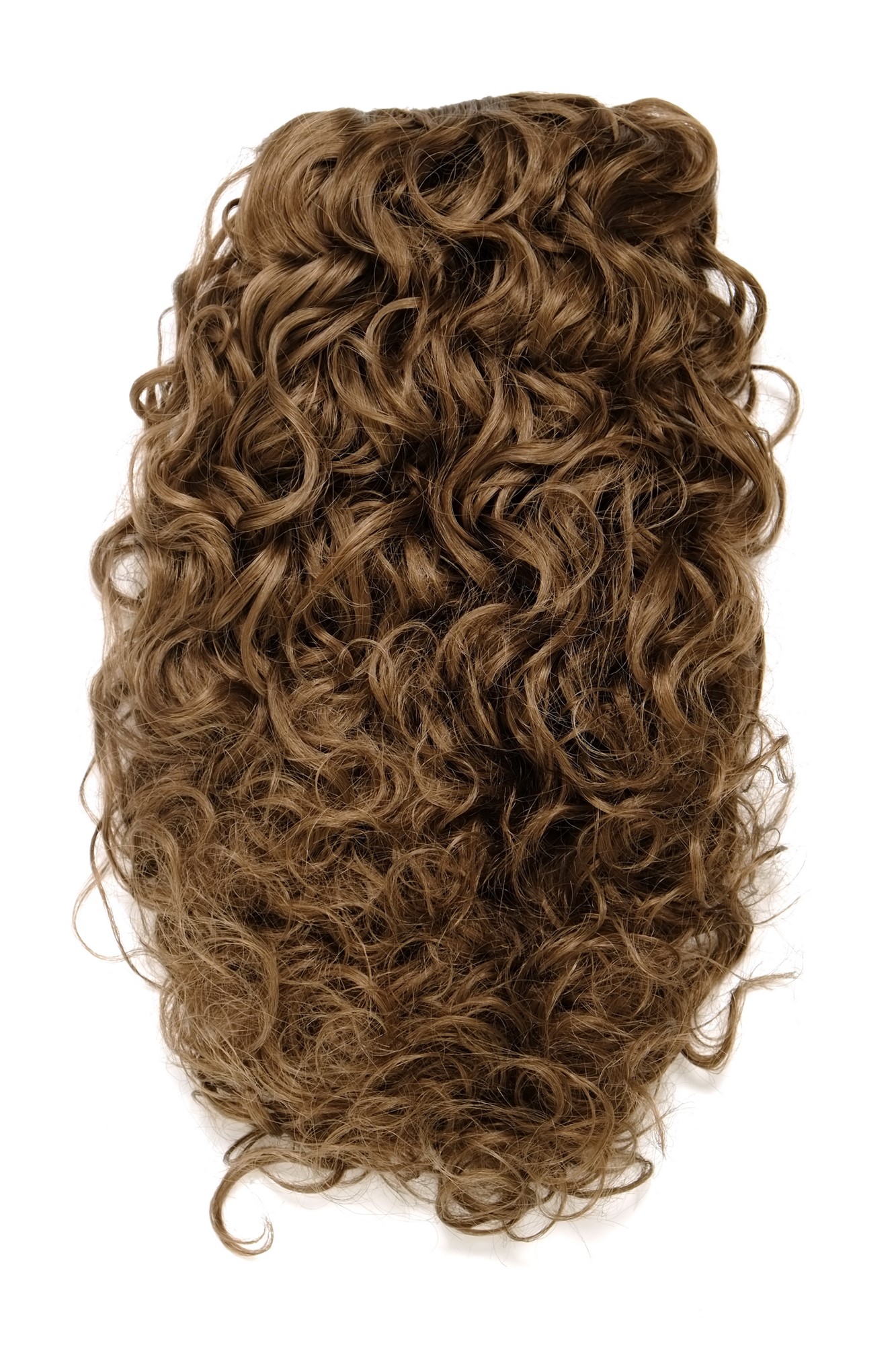 hochwertiges Haarteil 2 Klammern & Gummizug super Volumen Locken Goldbraun NC002-12, Ansicht 3, WIG ME UP: Ihr Perücken Online Shop lockiges Zopf-Haarteil Goldbraun 45 cm lang