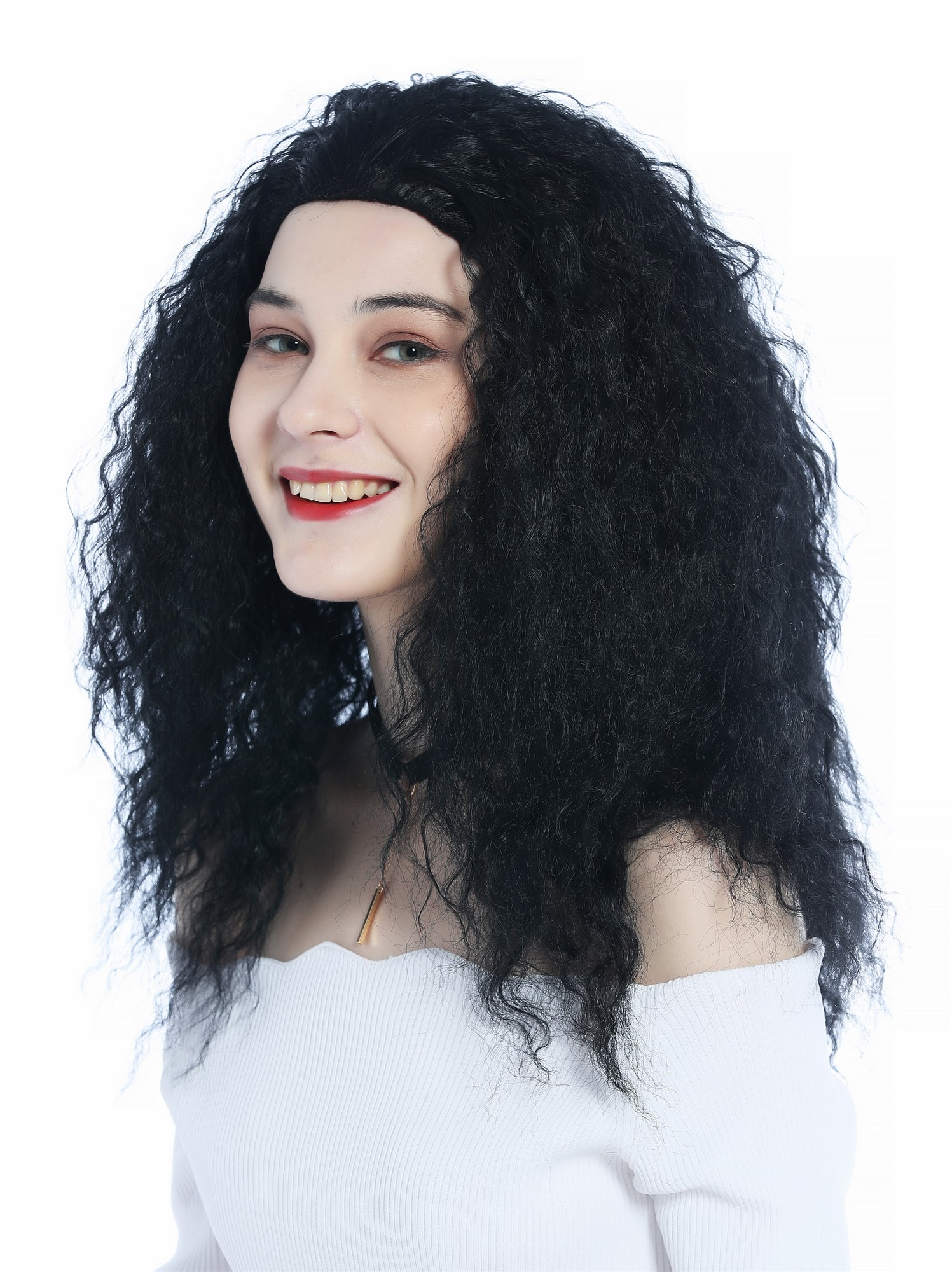 hochwertige Qualitätsperücken, Perücke lang voluminös kraus Krepplocken schwarz ZM-1022-1, Ansicht 2, WIG ME UP: Ihr Perücken Online Shop wellige Tressen-Perücke Schwarz lange Haare für Damen