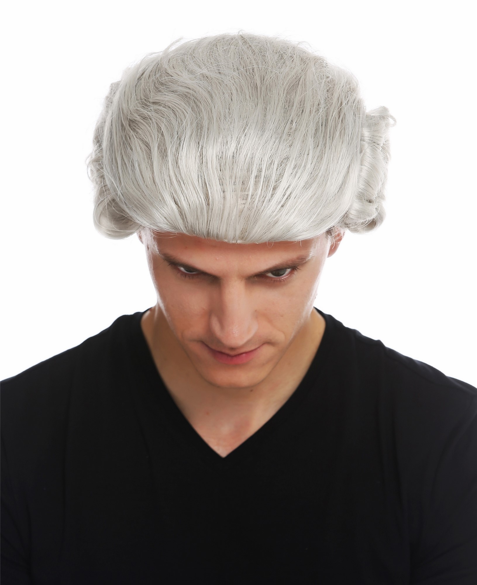 hochwertige Qualitätsperücken, Perücke Barock Edelmann Zopf Hellgrau VK-31-59, Ansicht 4, WIG ME UP: Ihr Perücken Online Shop wellige Tressen-Perücke Weißgrau lange Haare für Herren