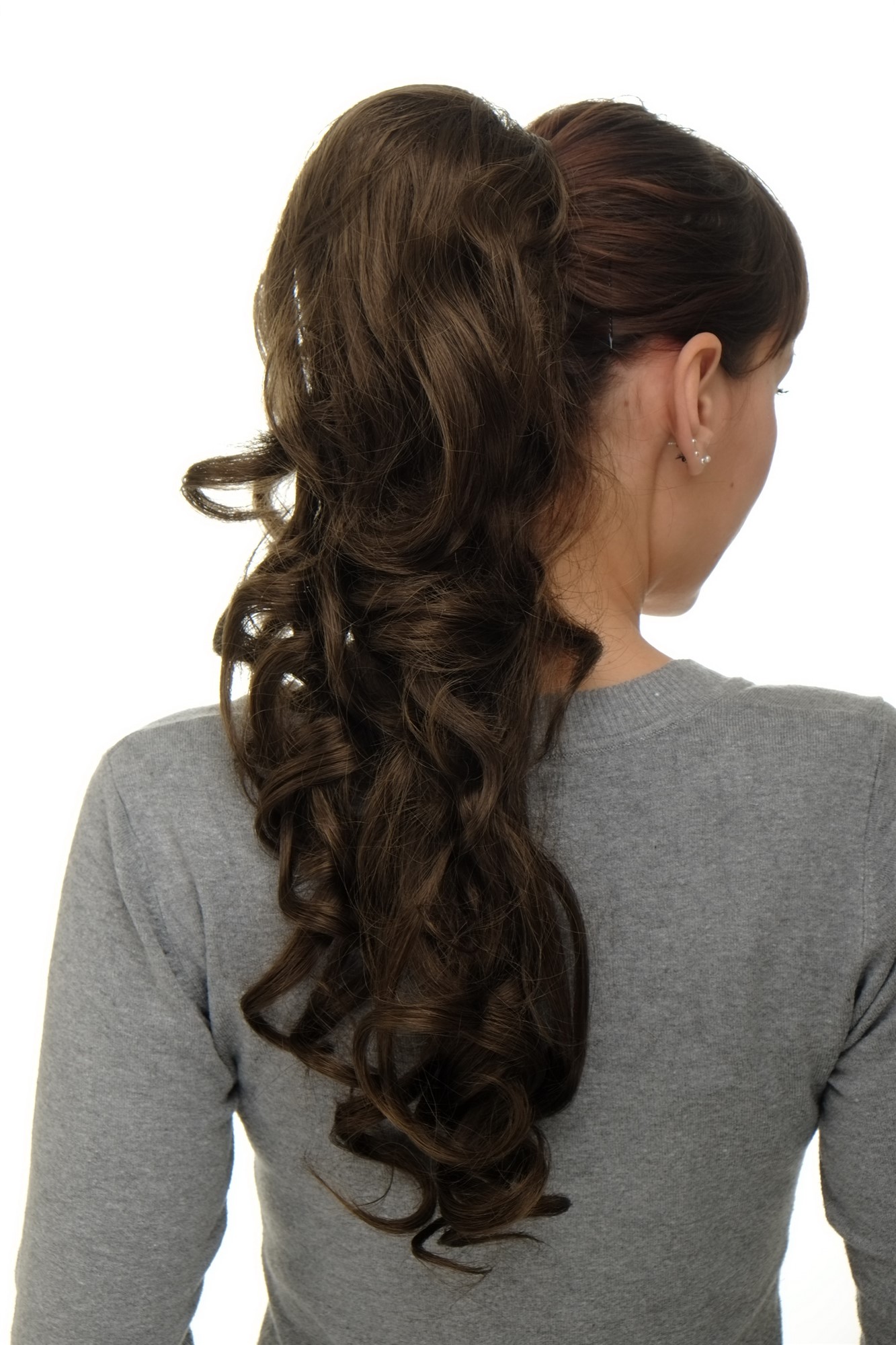 Ponytail clamp combs draw string curled voluminous very long medium brown WK08, view 5, WIG ME UP: Your Perücken Online Shop Ponytails, medium ash brown, curled, long