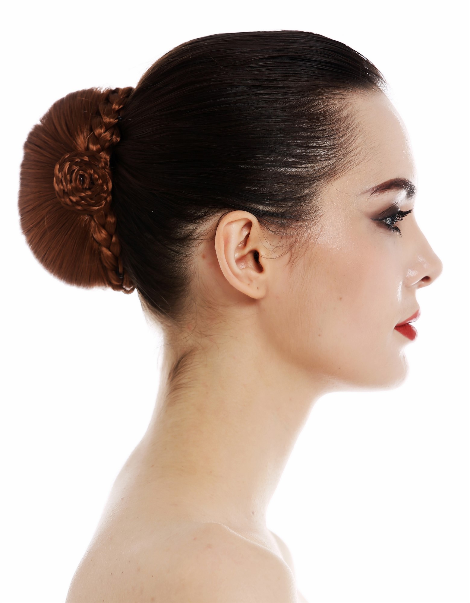 Dutt Haardutt Chignon traditionell geflochten oval Haarrose Rostbraun TYP-0063-P30, Ansicht 3, WIG ME UP: Ihr Perücken Online Shop geflochtener Dutt Haarteil Rostbraun