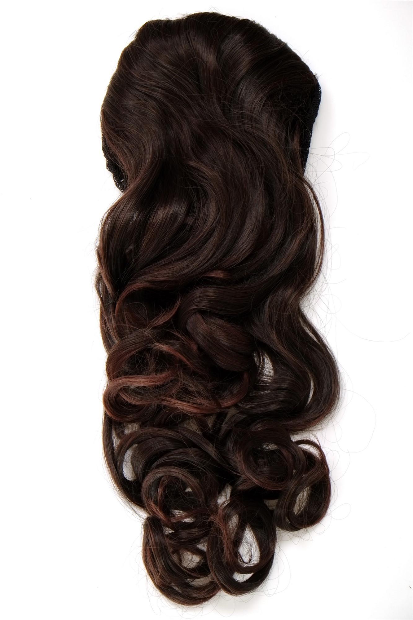 Ponytails, black-brown mix, curled, long