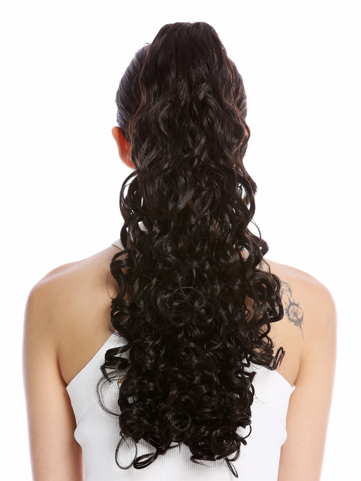 Ponytail Hairpiece very long voluminous curled curls dark brown 20" 19AXL, front view, WIG ME UP: Your Perücken Online Shop Ponytails, dark brown, curled, long