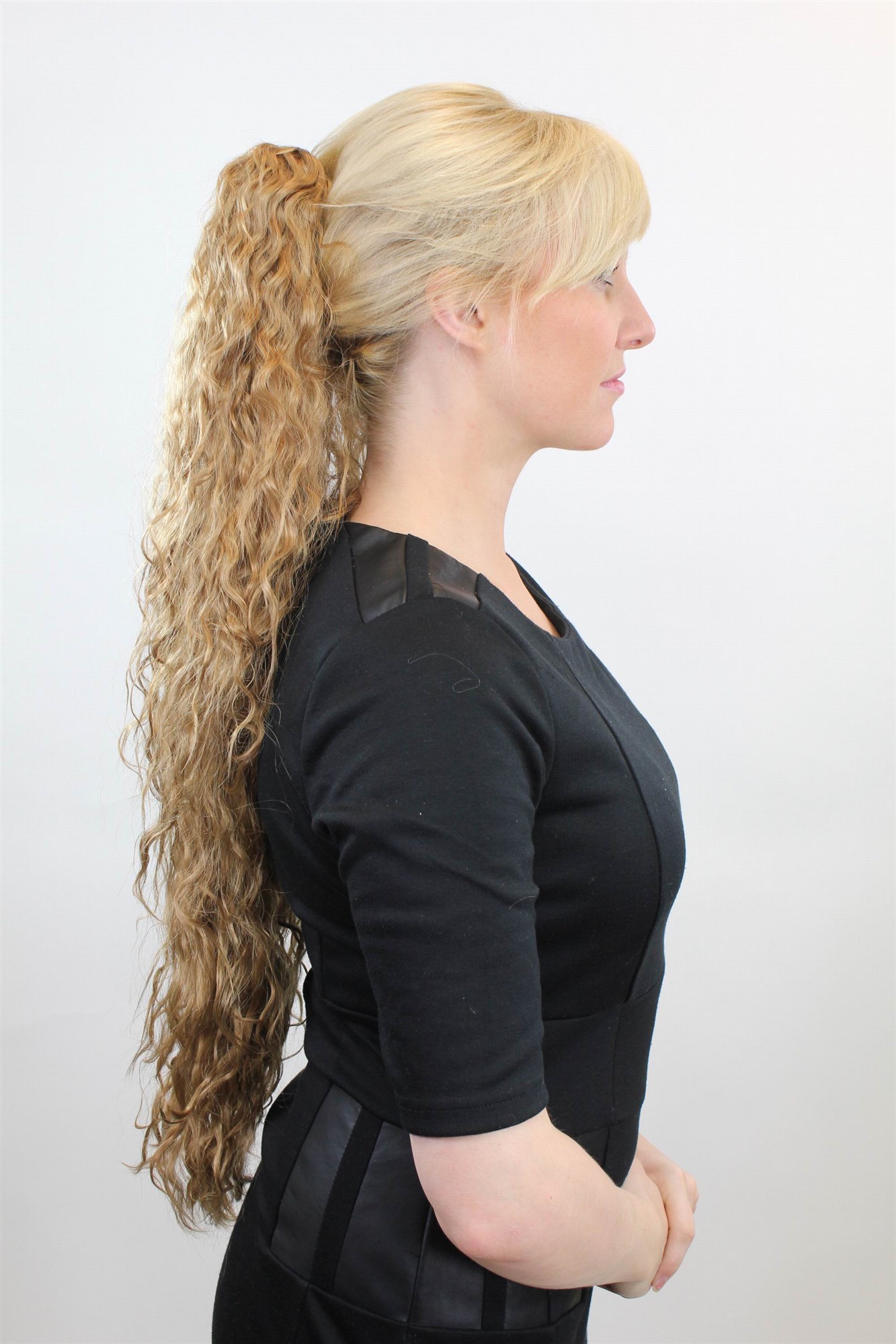 MOTHER OF PONYTAILS Hairpiece PONYTAIL extension EXTREMELY long MASSIVE volume kinked curls BLOND, view 3, WIG ME UP: Your Perücken Online Shop Ponytails, golden ash blonde, curled, very long