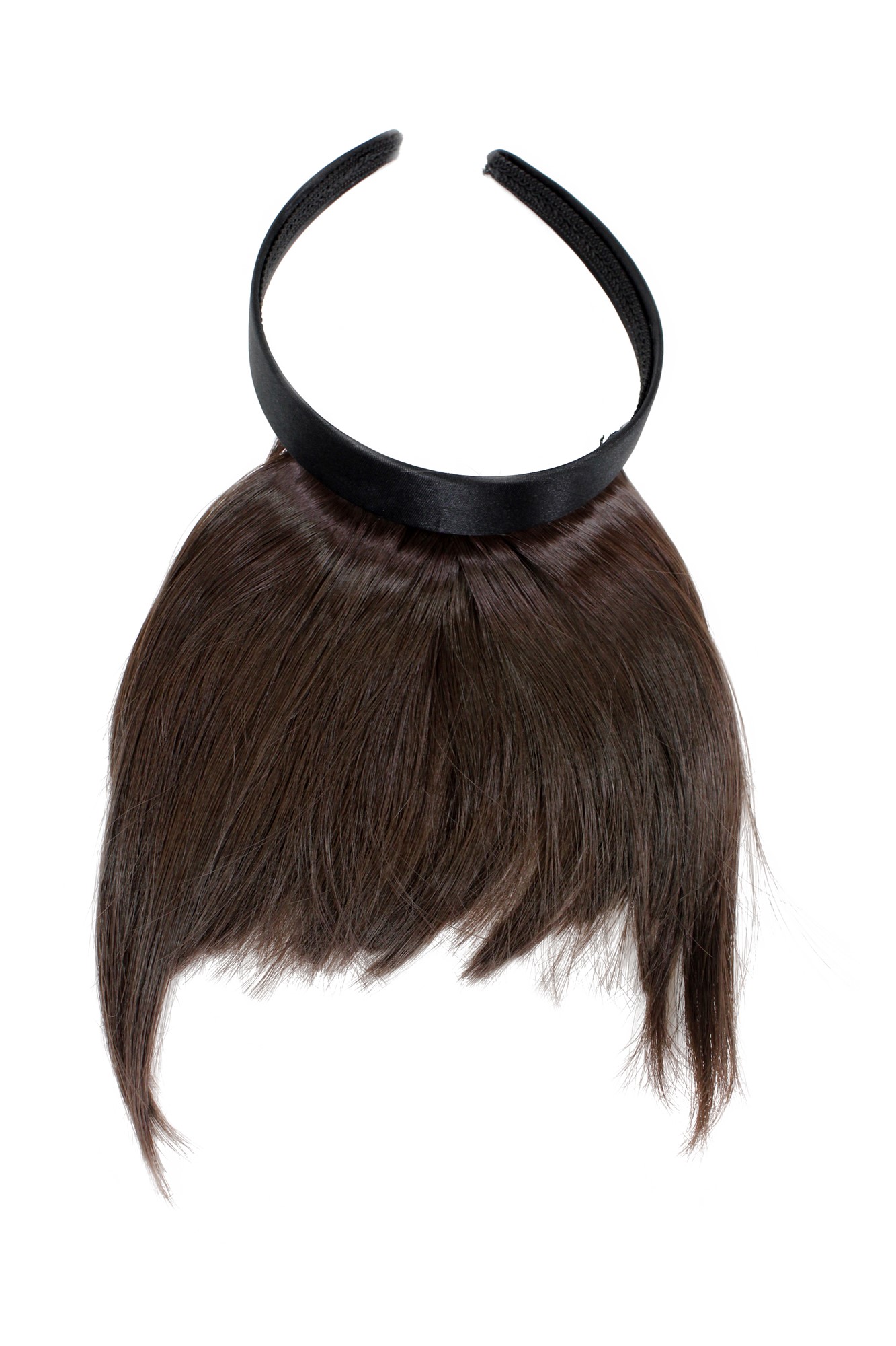 Hair Piece Clip in Bangs Fringe hair circlet long framing strands brown HA071T, front view, WIG ME UP: Your Perücken Online Shop Clip-In Bang, Brown, straight, short
