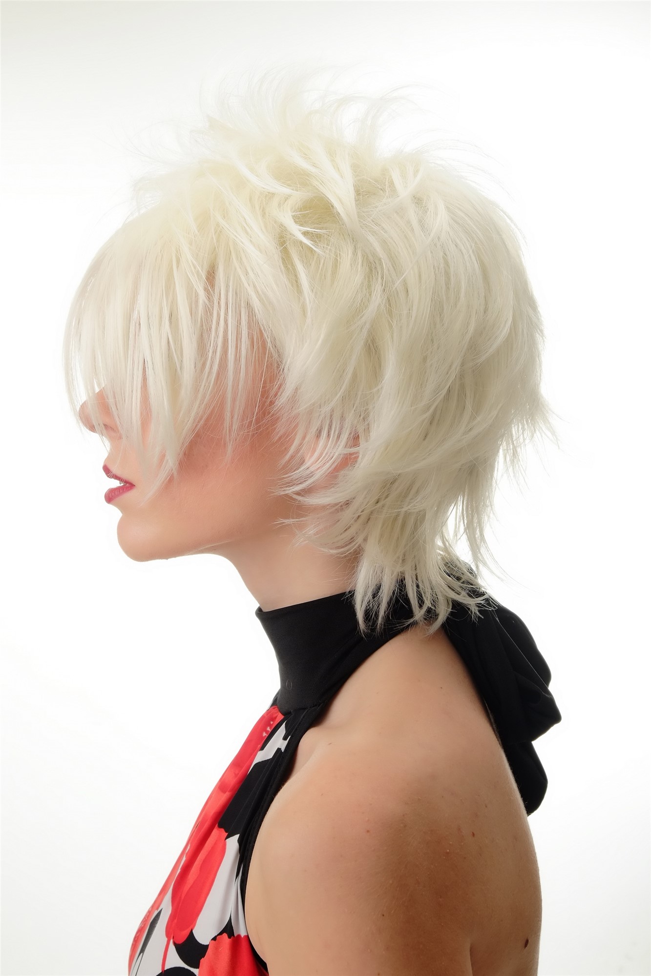 hochwertige Qualitätsperücken, Perücke Kurz Wilde Strähnen Wave 80er Weißblond Blond BLUE144-1001, Ansicht 2, WIG ME UP: Ihr Perücken Online Shop wellige Tressen-Perücke Weißblond kurze Haare für Damen