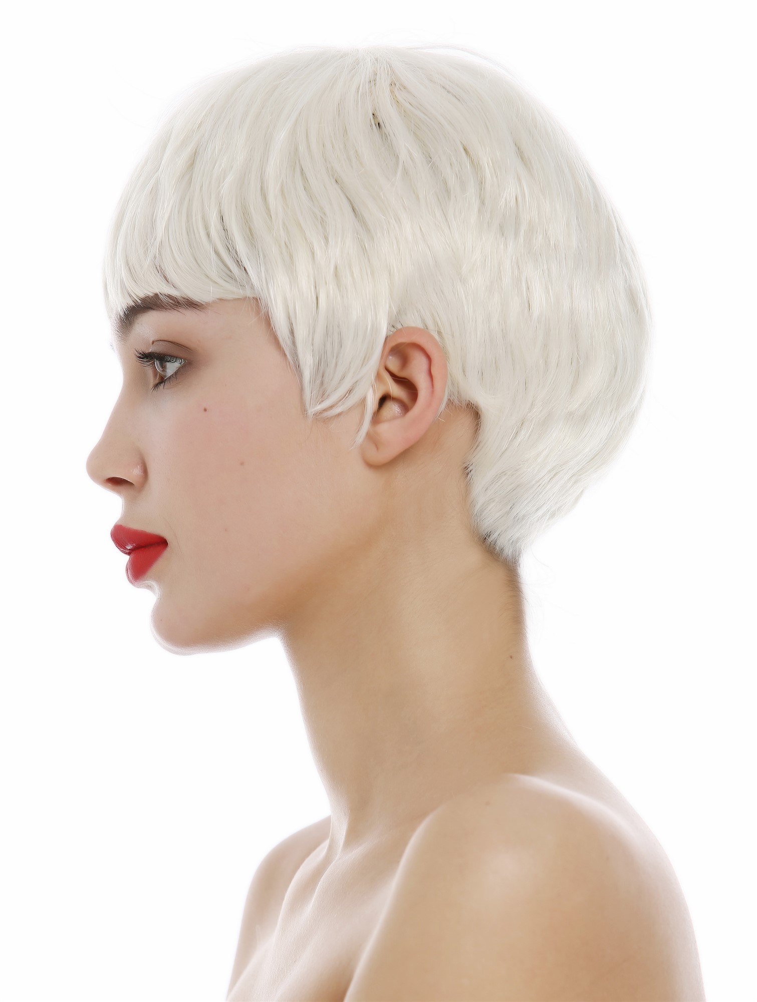 hochwertige Qualitätsperücken, Perücke kurz Pixie Cut Pony Platinblond SA098-613, Ansicht 3, WIG ME UP: Ihr Perücken Online Shop glatte Tressen-Perücke Platinblond kurze Haare für Damen