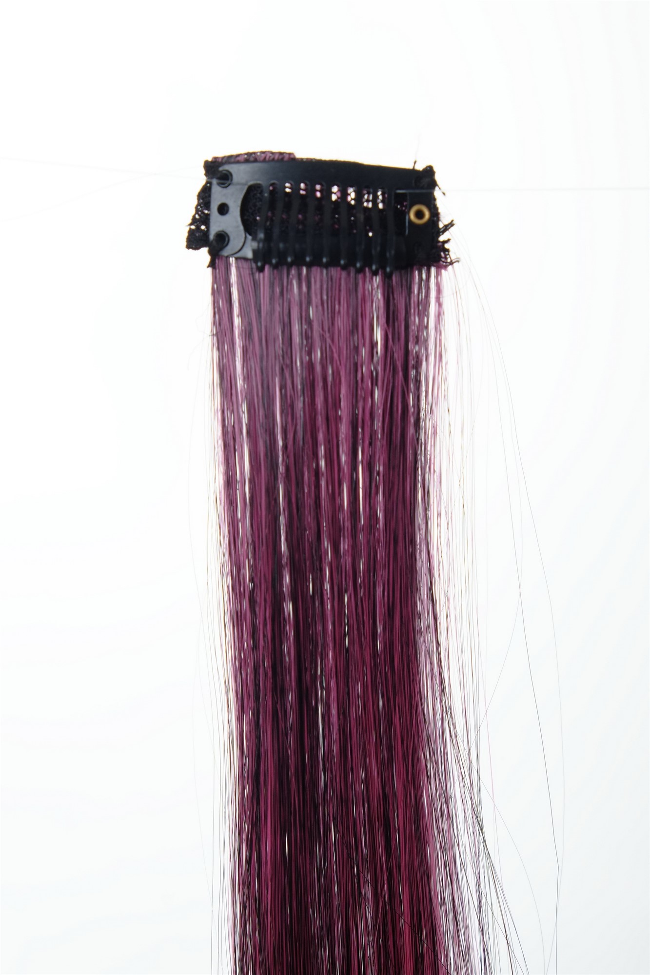 glatte Extensions Samtschwarz-Neonrosa-Mix 45 cm lang