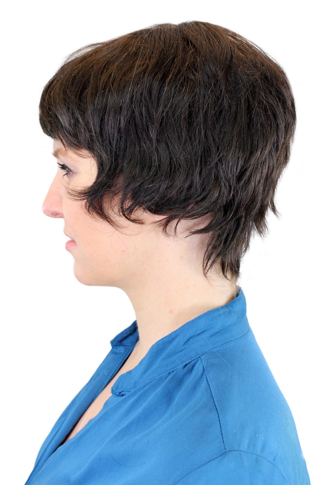 Lady women wig 100% human hair short natural undyedl dark brown color 8019HH, view 4, WIG ME UP: Your Perücken Online Shop Quality Wigs, Ladies, natural, undyed, wavy, short, 100% Human Hair