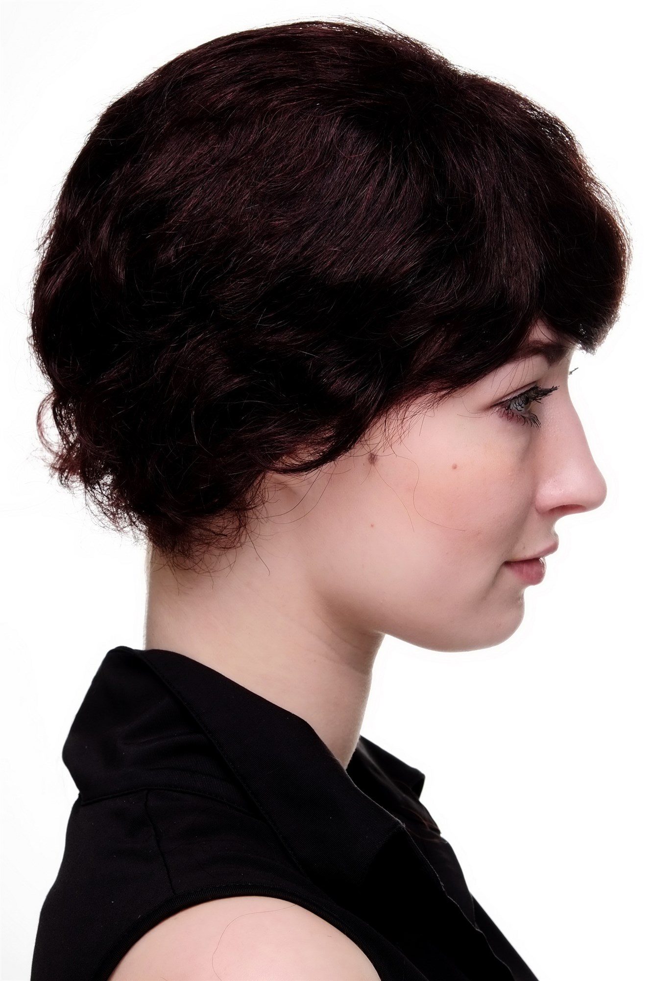 Lady Woman Wig 100% Human hair short wavy dark mahogany brown mix 9903HH, view 3, WIG ME UP: Your Perücken Online Shop Quality Wigs, Ladies, brown mix, curled, short, 100% Human Hair
