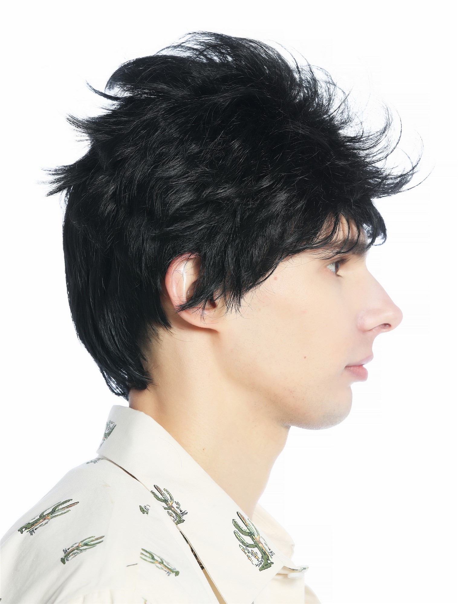 Wig Men Women unisex short wild unkempt 80s retro style velvet black M-252A, view 5, WIG ME UP: Your Perücken Online Shop Quality Wigs, Unisex, velvet black, straight, short
