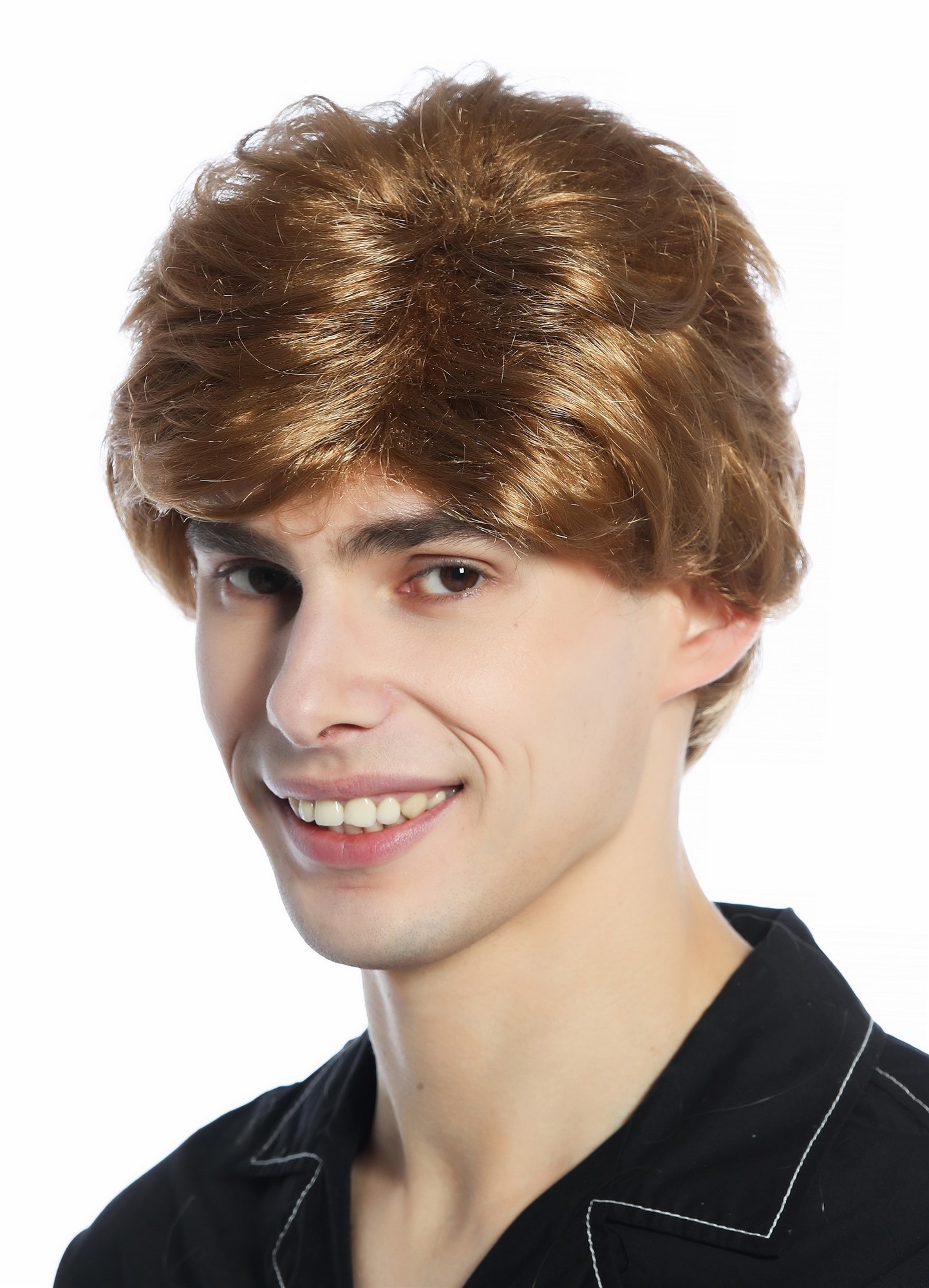 Wig Men Women unisex short slightly waved dense dark blond DW1335, view 2, WIG ME UP: Your Perücken Online Shop Quality Wigs, Unisex, dark blonde, curled, short