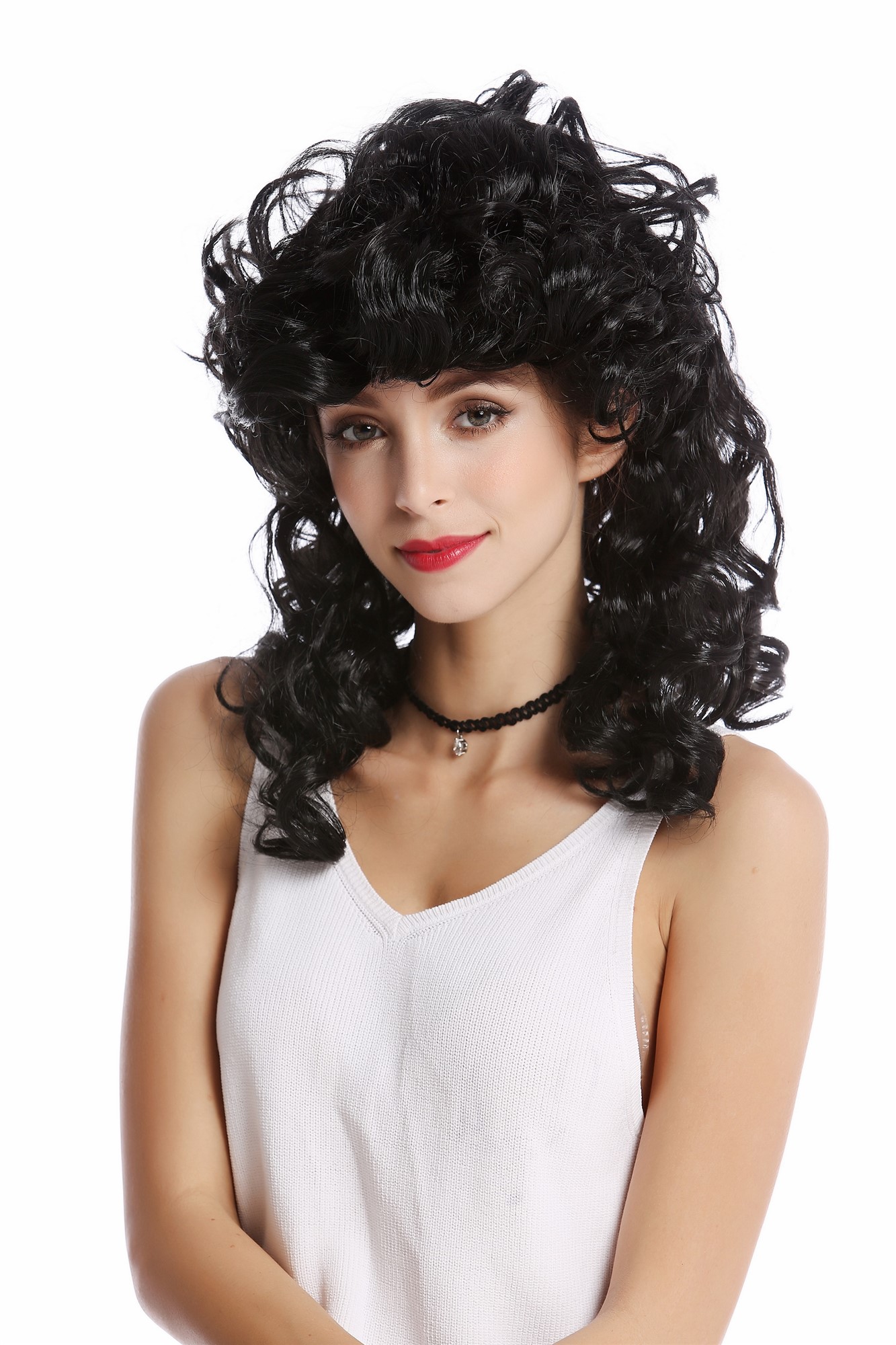 Party Wig, Ladies, Black, curled, long