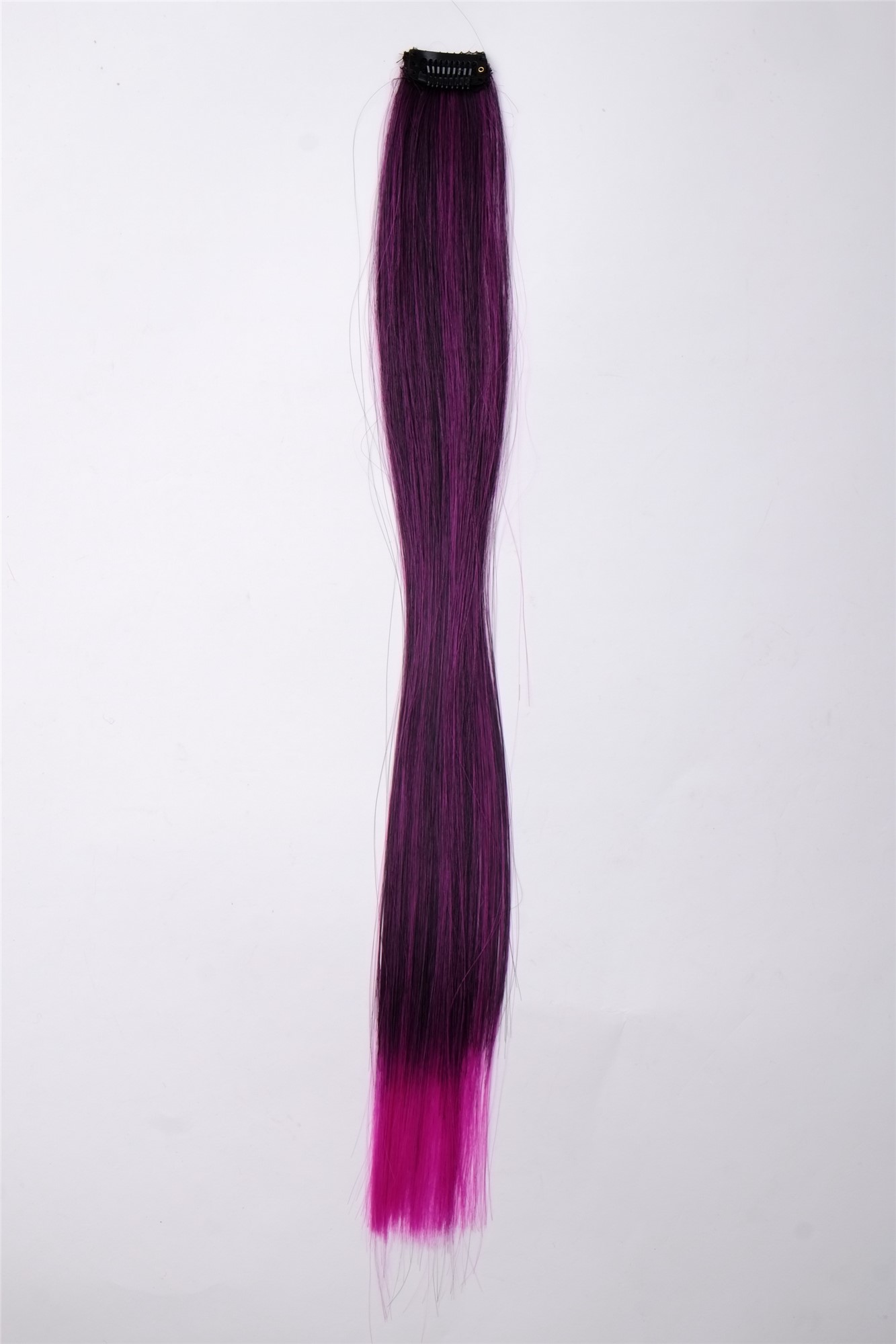 1 Clip-In Extension Strähne glatt 45 cm Neonlila-Schwarz-Mix YZF-P1S18-1BTTF2405, Ansicht 2, WIG ME UP: Ihr Perücken Online Shop glatte Extensions Neonlila-Schwarz-Mix 45 cm lang