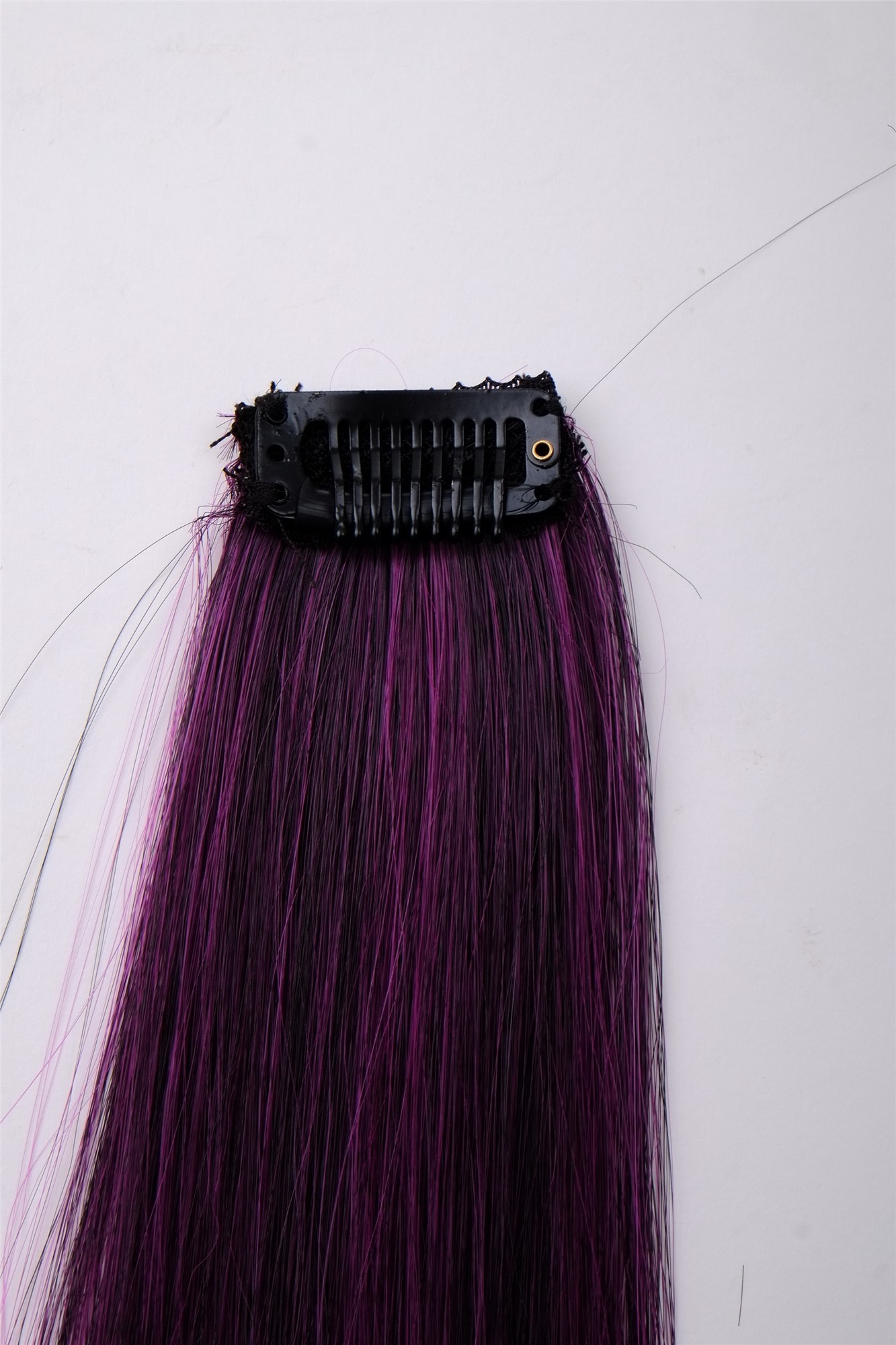 1 Clip-In Extension Strähne glatt 45 cm Neonlila-Schwarz-Mix YZF-P1S18-1BTTF2405, Ansicht 3, WIG ME UP: Ihr Perücken Online Shop glatte Extensions Neonlila-Schwarz-Mix 45 cm lang