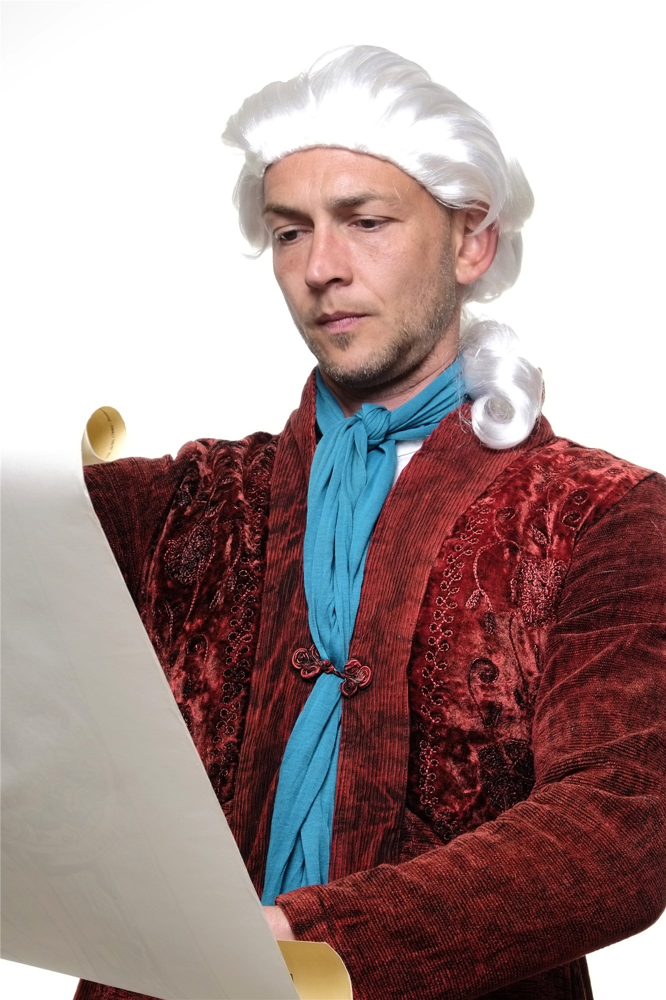 günstige Party Perücke, Herren Perücke Barock Edelmann Graf Dracula 4287-P68, Ansicht 5, WIG ME UP: Ihr Perücken Online Shop glatte Party Perücke weiß schulterlange Haare für Herren