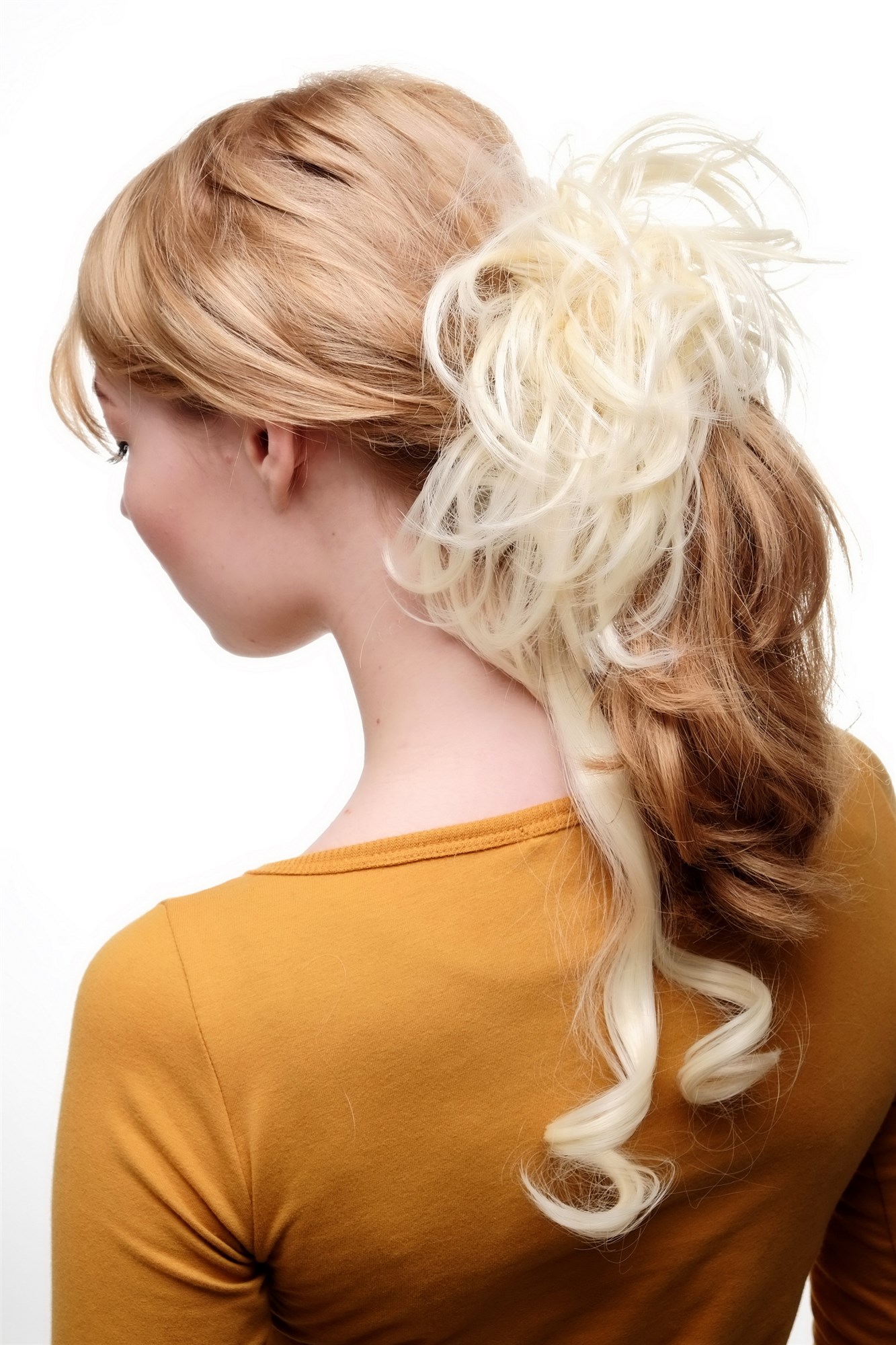 Hair Piece baroque voluminous wild curled scrunchy comb bright blond YZF-3072HT, view 4, WIG ME UP: Your Perücken Online Shop Ponytails, light blonde, curled, shoulder-length
