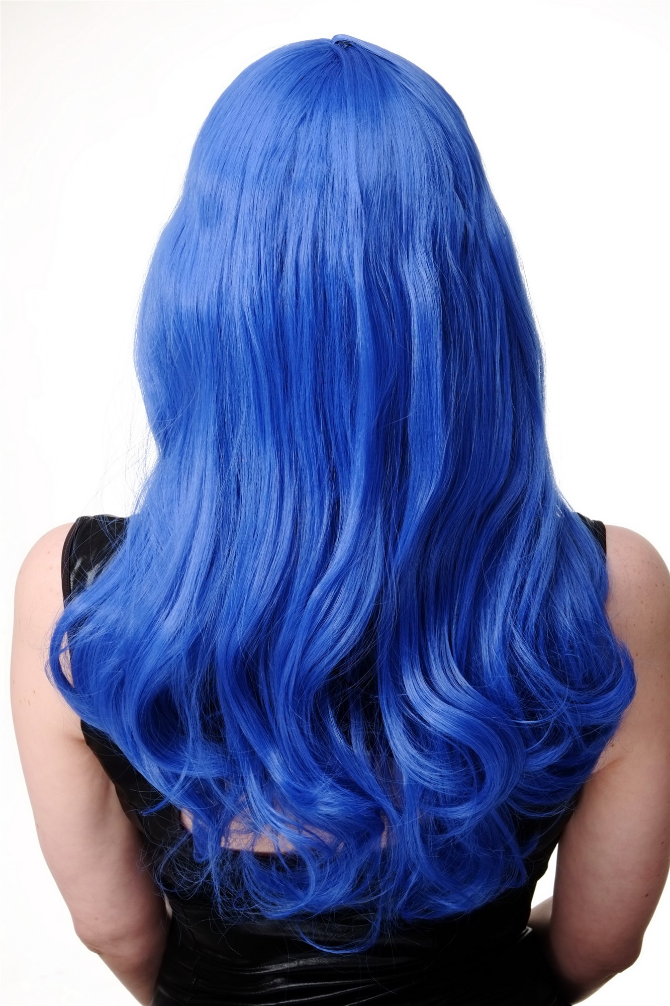 günstige Party Perücke, Perücke Katy Blau Pony Lang lockig Disco WIG021-BLUE, Ansicht 4, WIG ME UP: Ihr Perücken Online Shop wellige Party Perücke Blau lange Haare für Damen