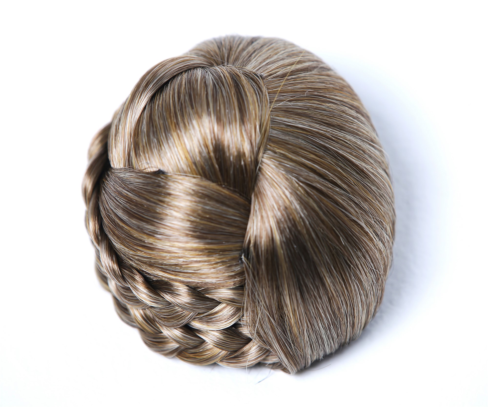 Dutt Haardutt Chignon traditionell geflochten Braun Blond gesträhnt TYP-0062-CHOCO, Ansicht 4, WIG ME UP: Ihr Perücken Online Shop geflochtener Dutt Haarteil Braun-Blond-Mix